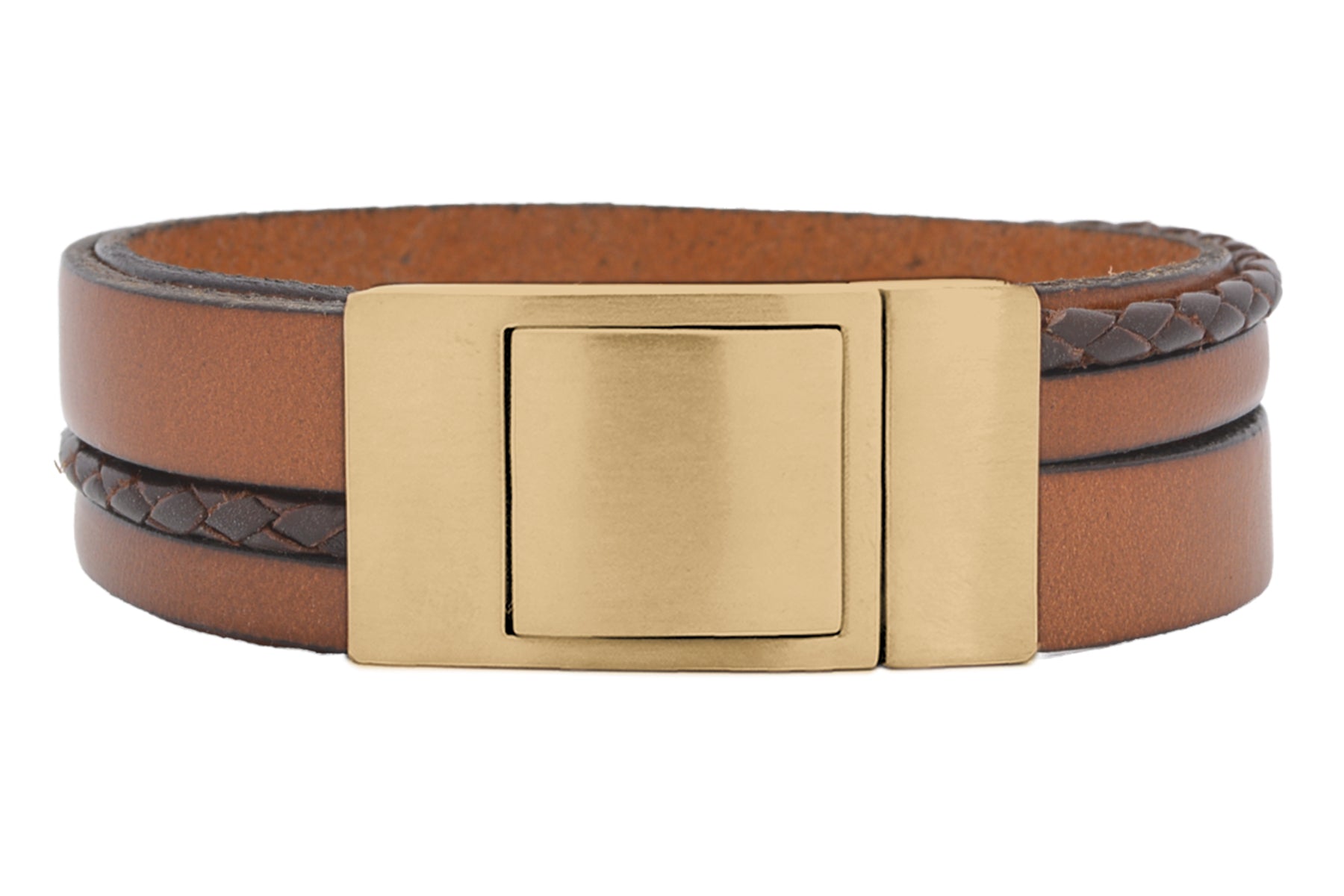 Lederarmband CROSS-BRAID | Hellbraun