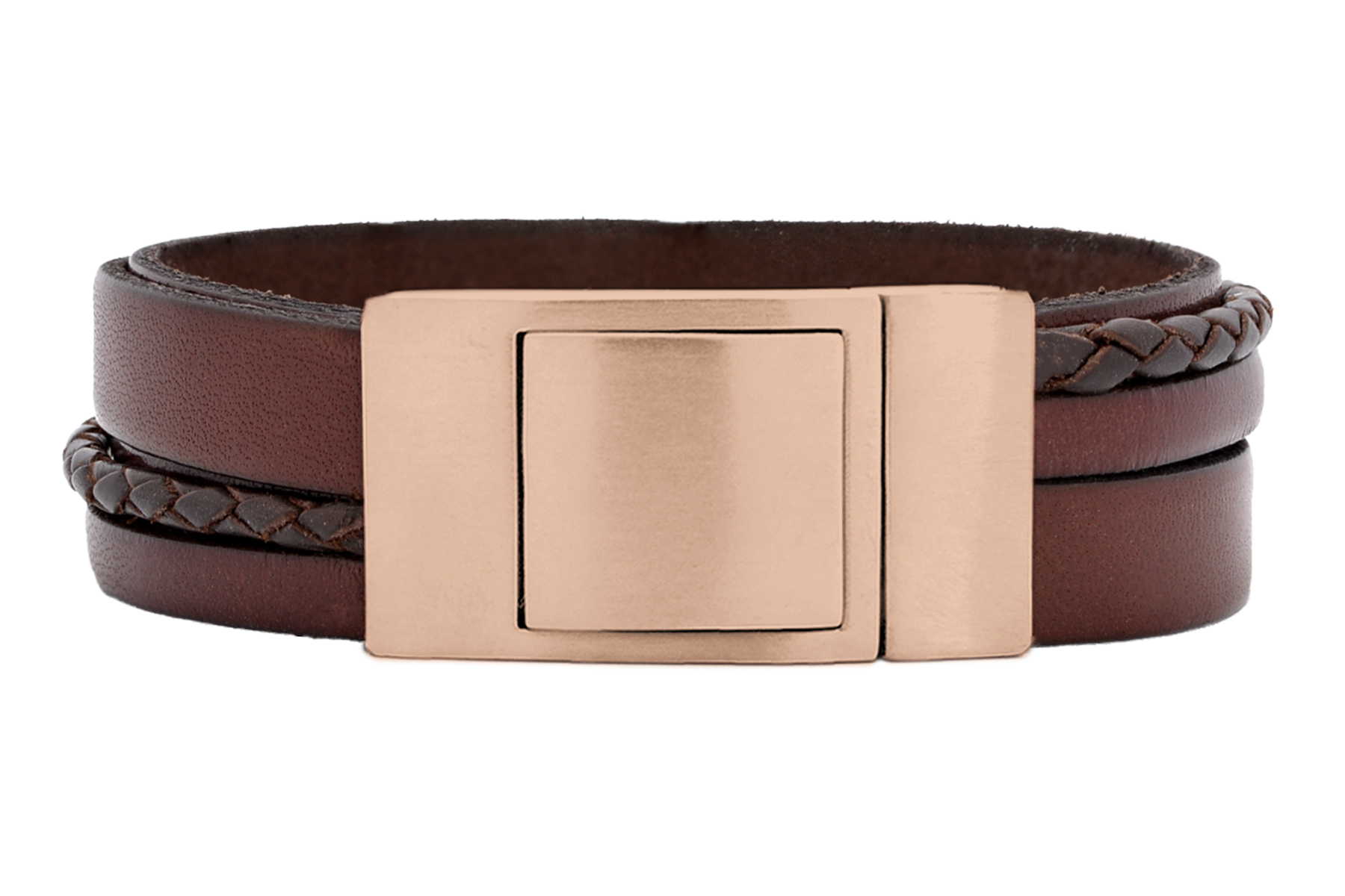 Lederarmband CROSS-BRAID • Rotbraun