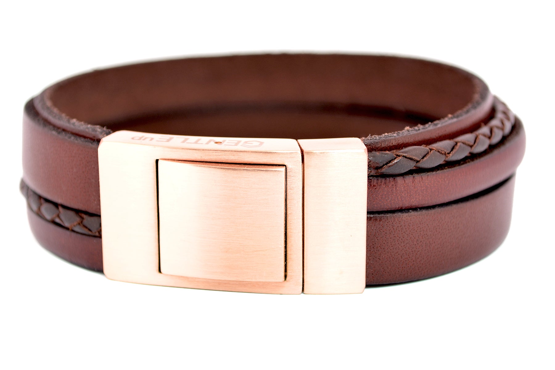 Lederarmband CROSS-BRAID • Rotbraun