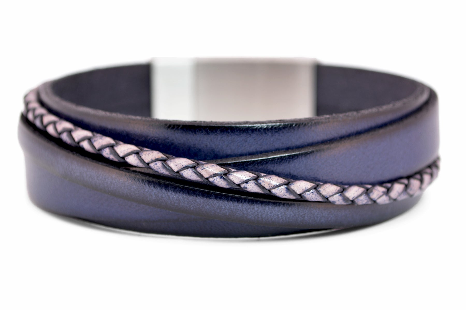 Lederarmband CROSS-BRAID • Dunkelblau