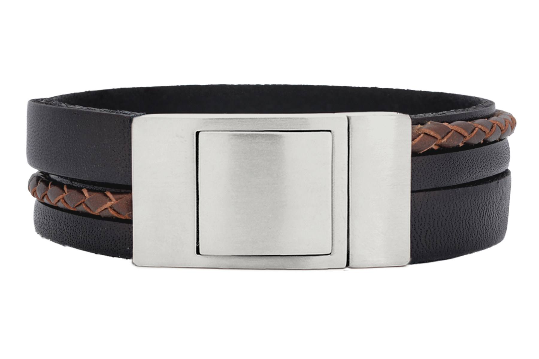 Lederarmband CROSS-BRAID | Schwarz