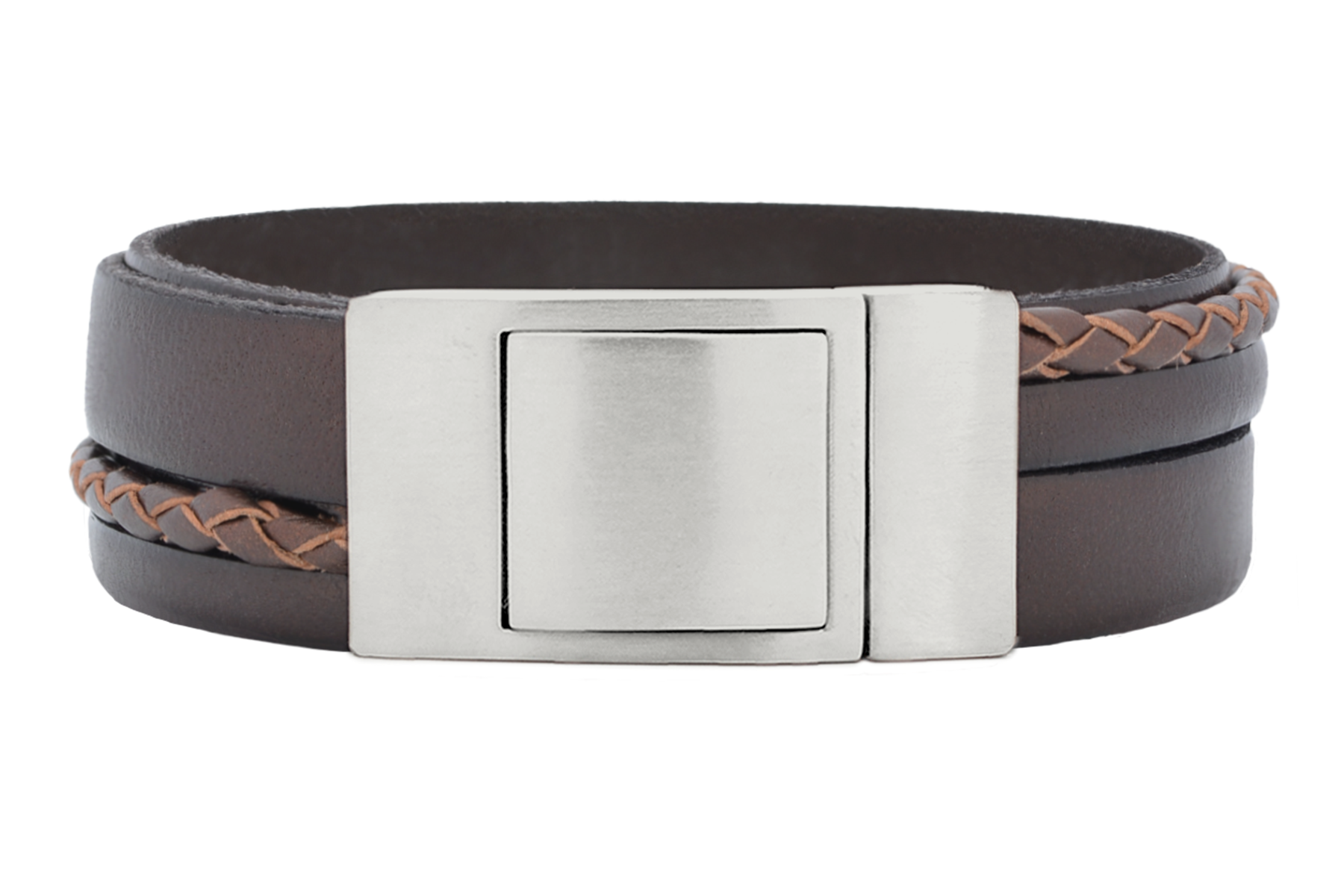 Lederarmband CROSS-BRAID | Dunkelbraun