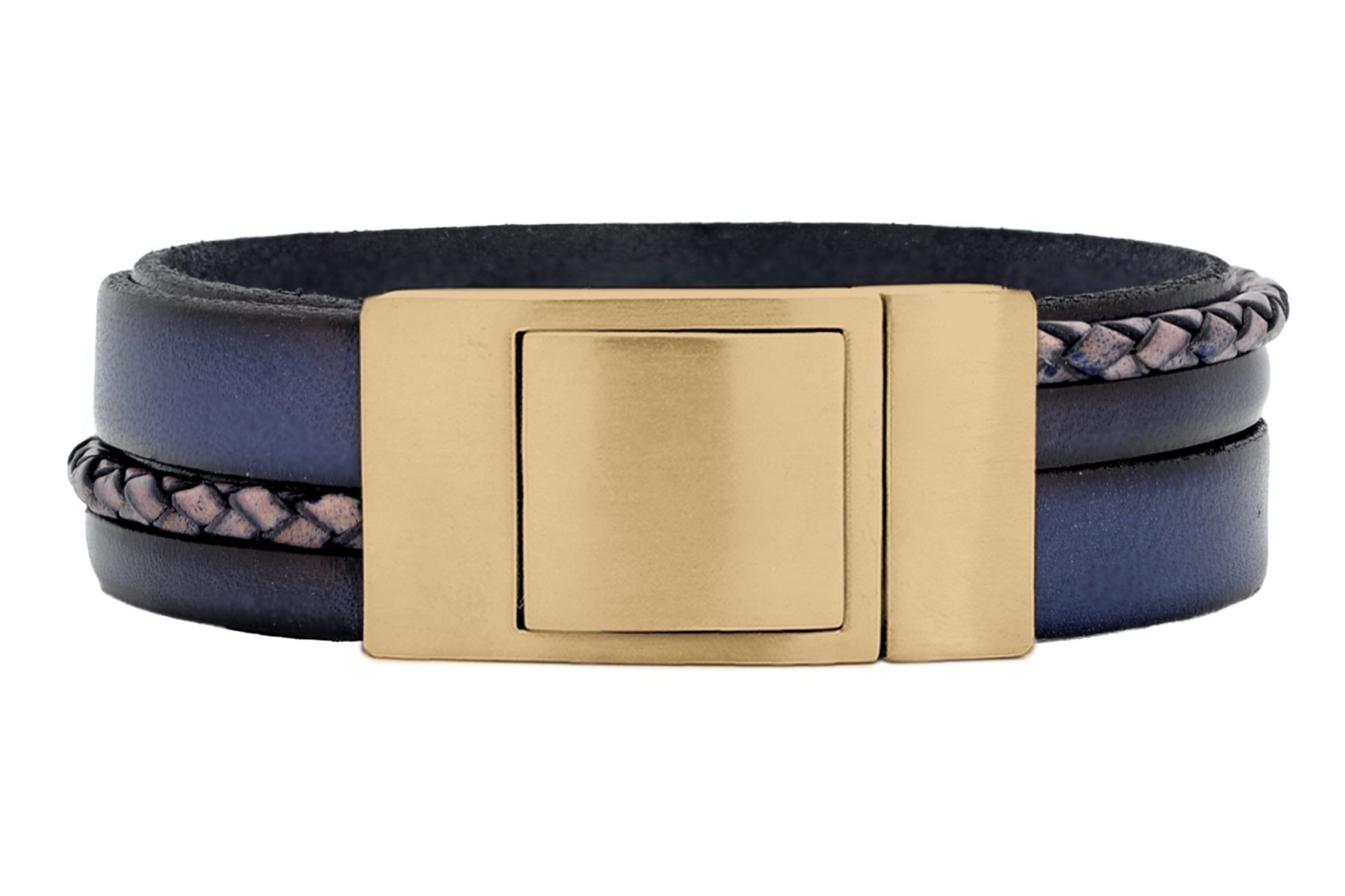 Lederarmband CROSS-BRAID • Dunkelblau