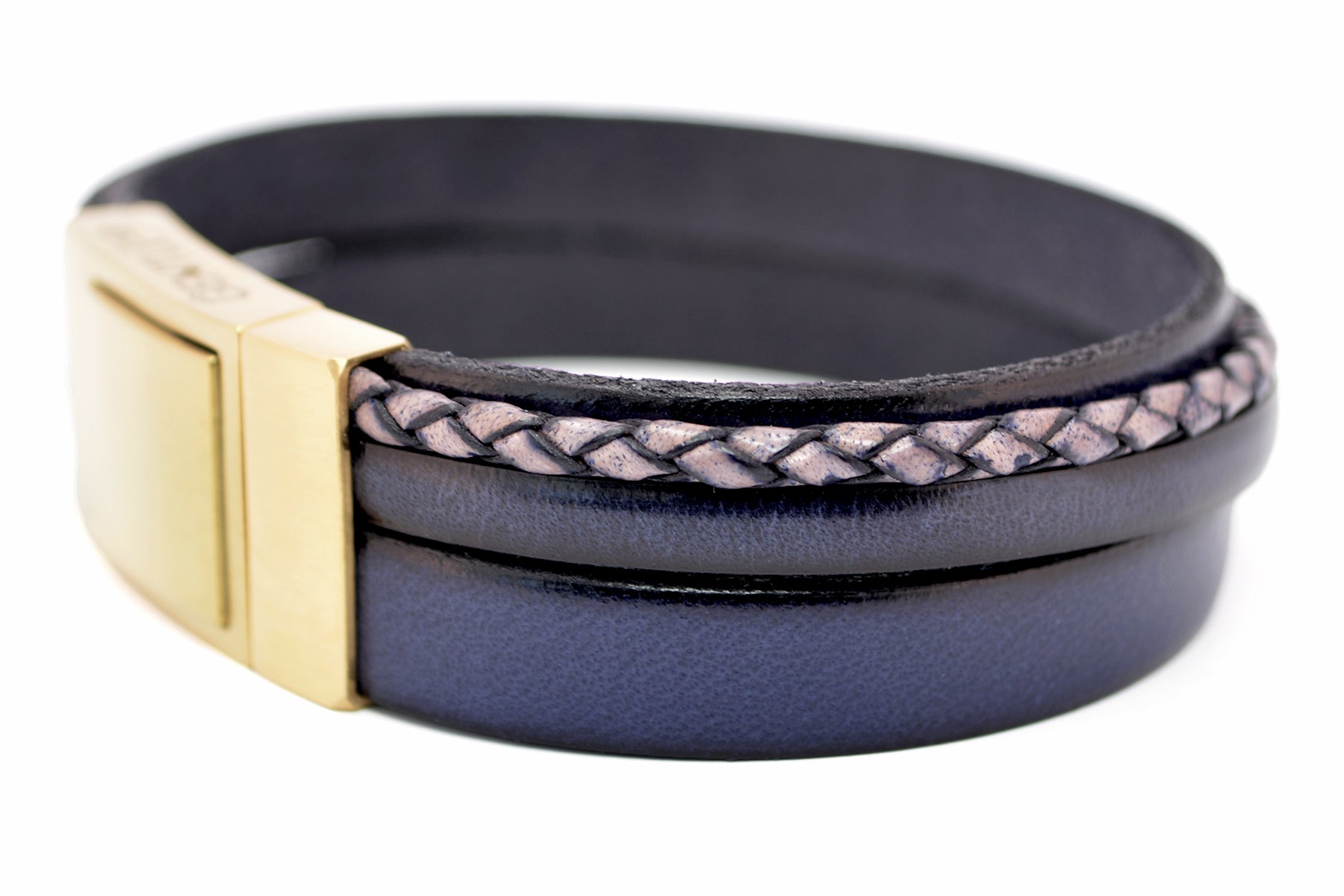 Lederarmband CROSS-BRAID • Dunkelblau