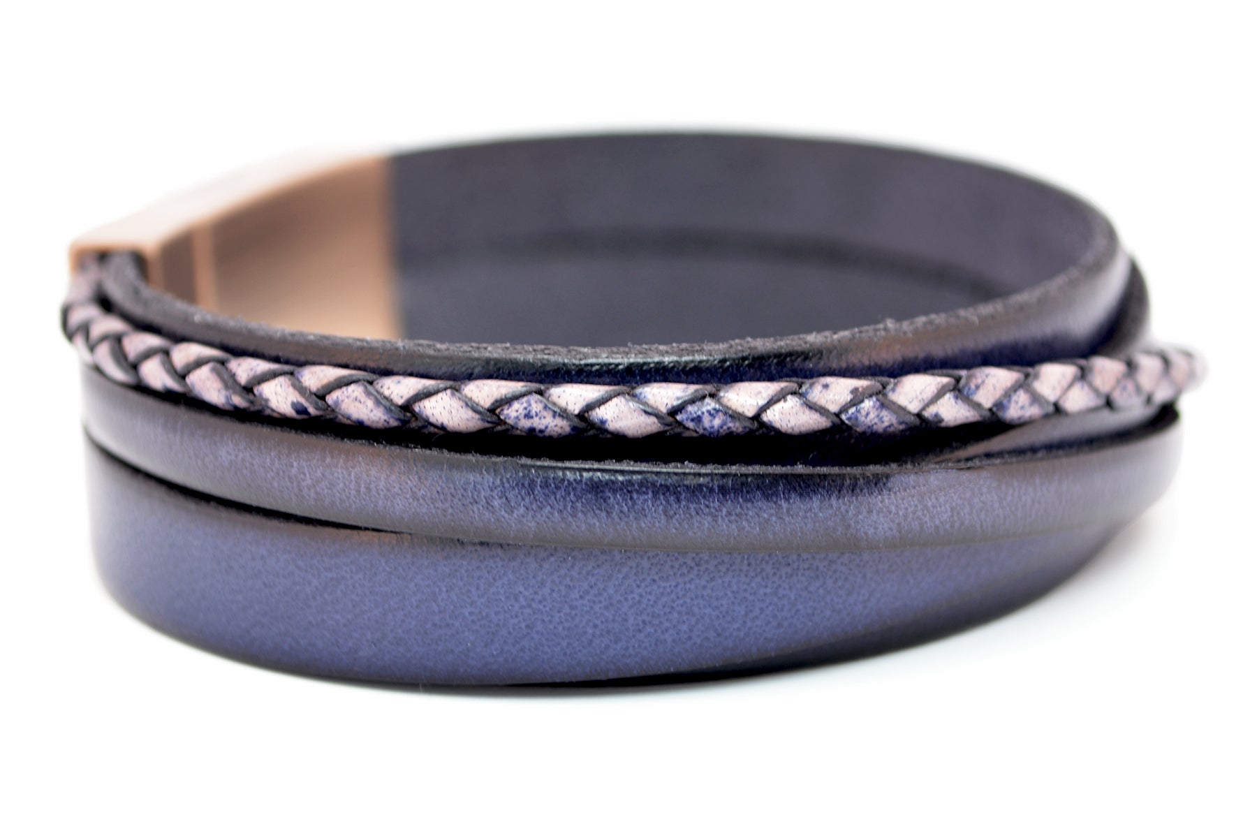 Lederarmband CROSS-BRAID • Dunkelblau