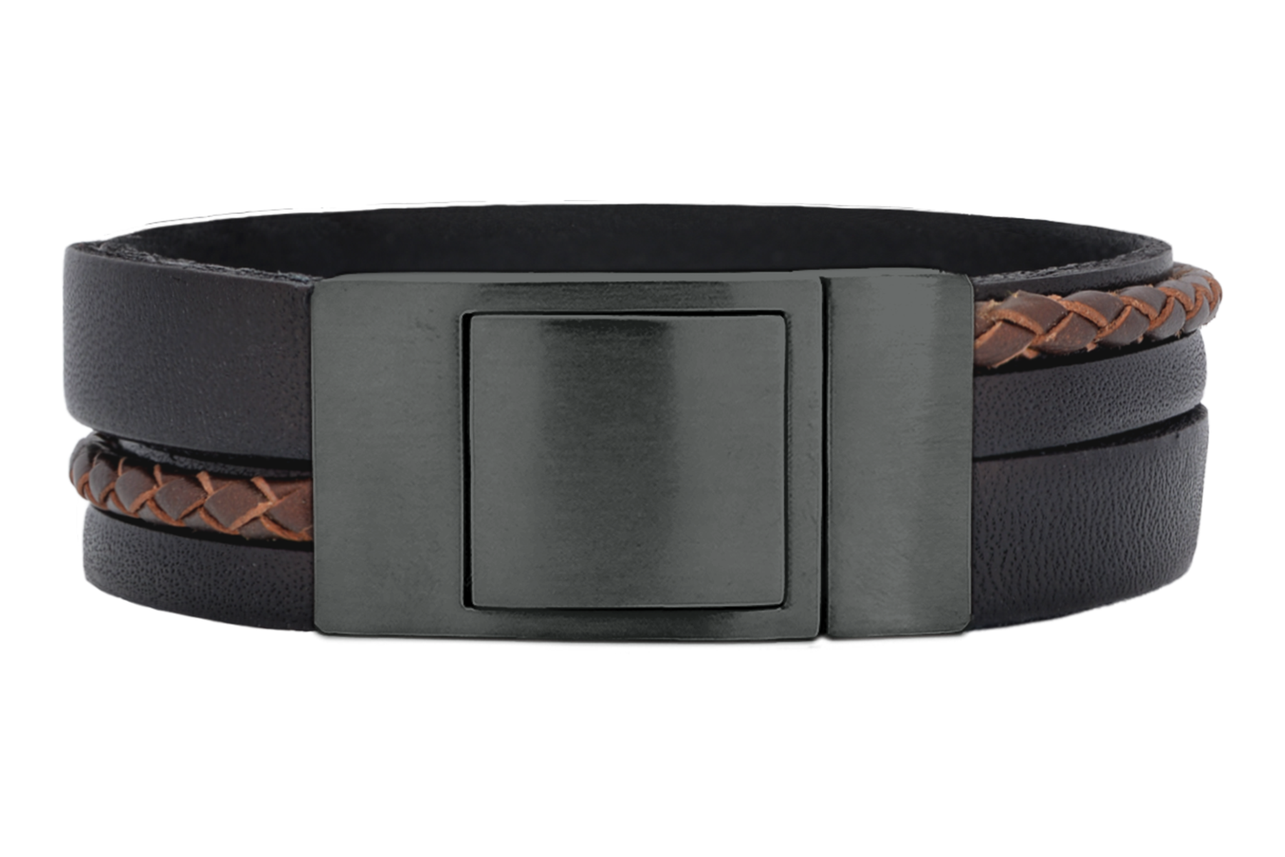 Lederarmband CROSS-BRAID | Schwarz