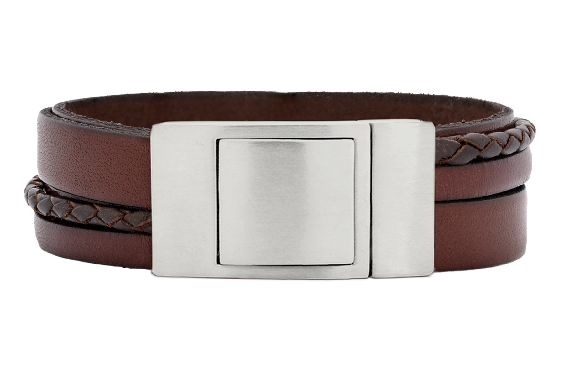 Lederarmband CROSS-BRAID • Rotbraun