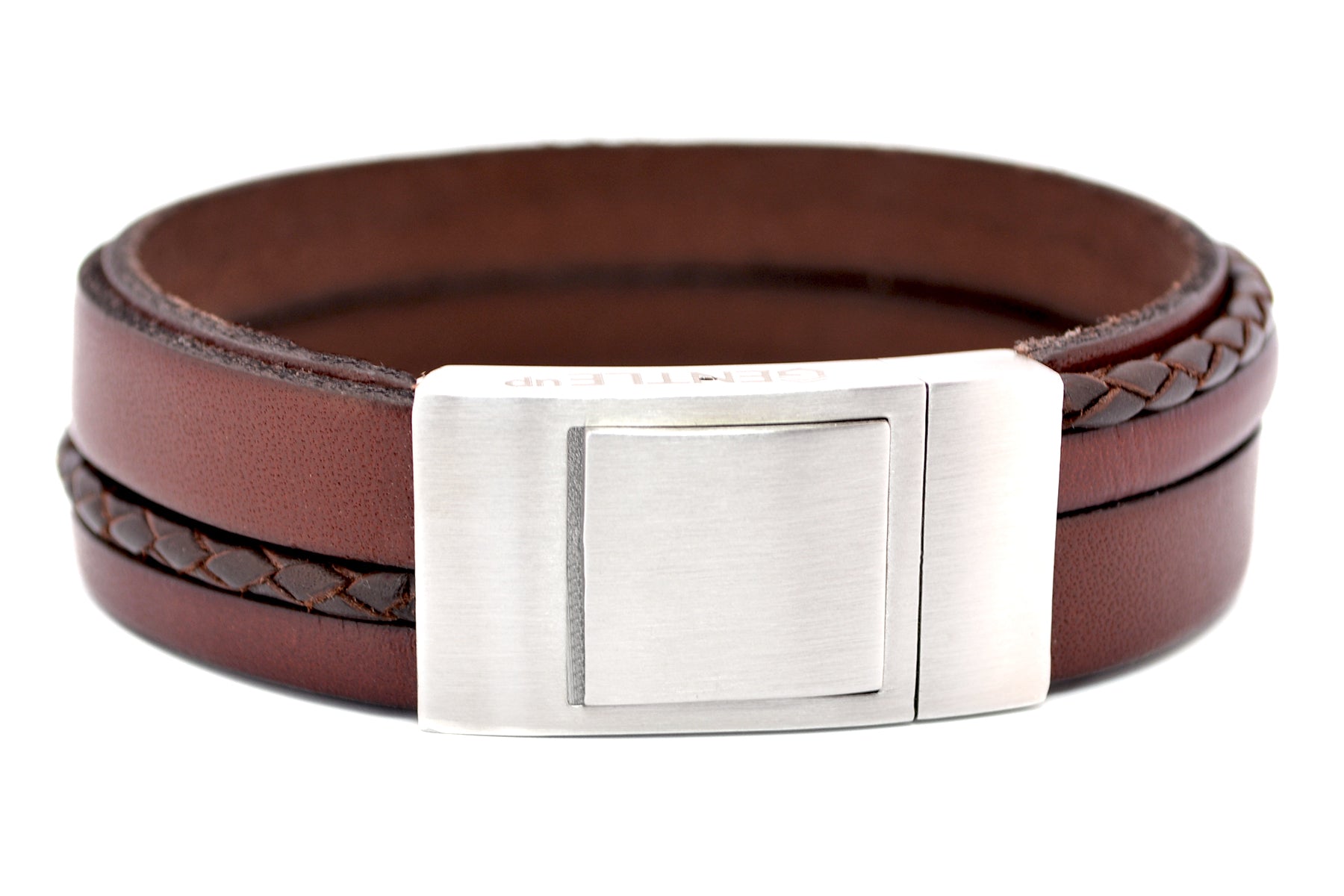 Lederarmband CROSS-BRAID | Rotbraun