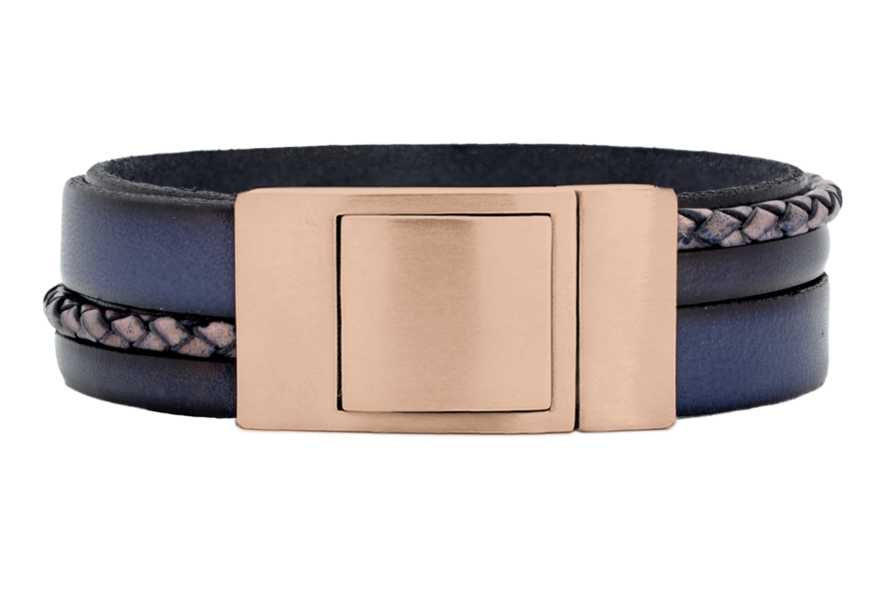 Lederarmband CROSS-BRAID • Dunkelblau