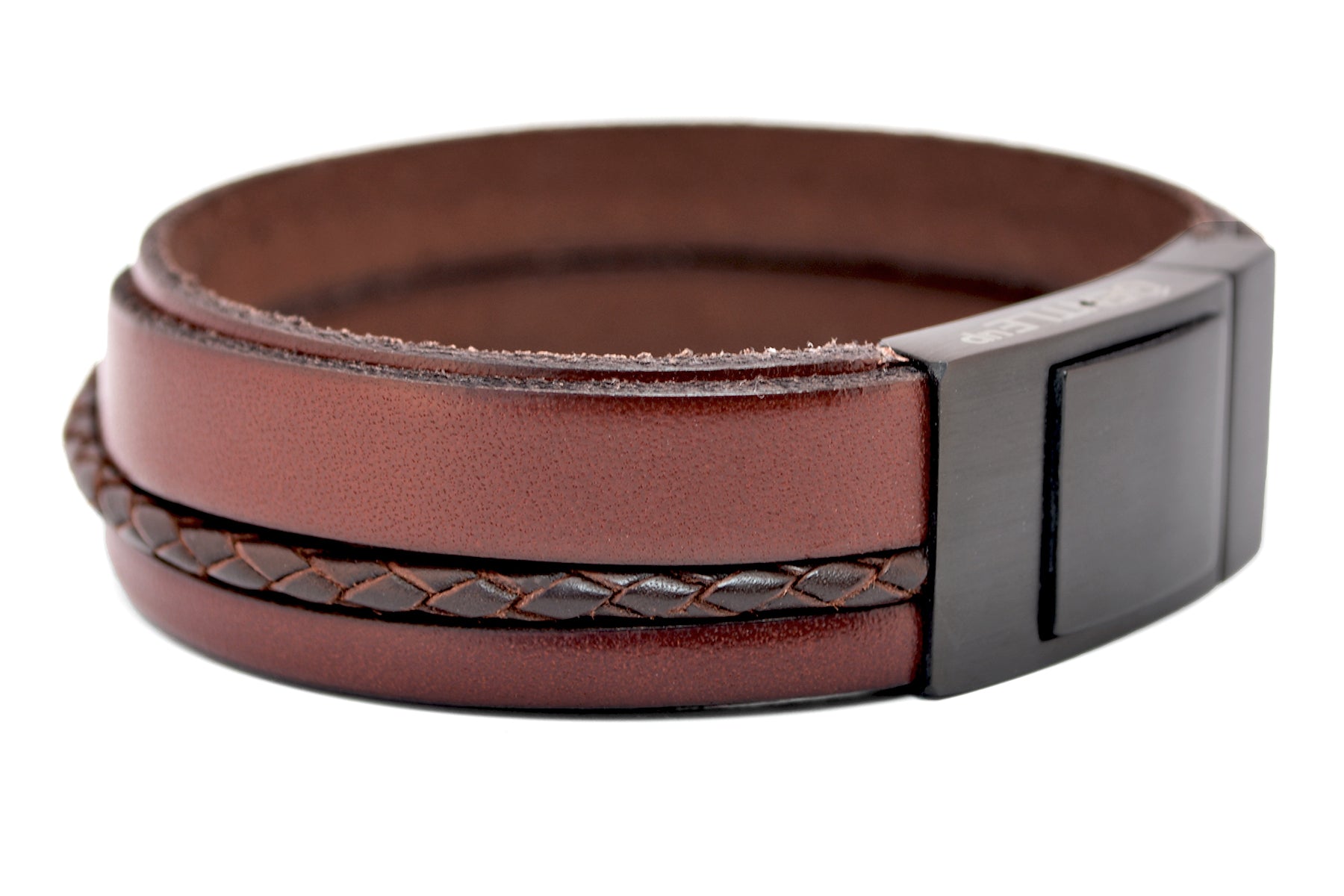 Lederarmband CROSS-BRAID • Rotbraun