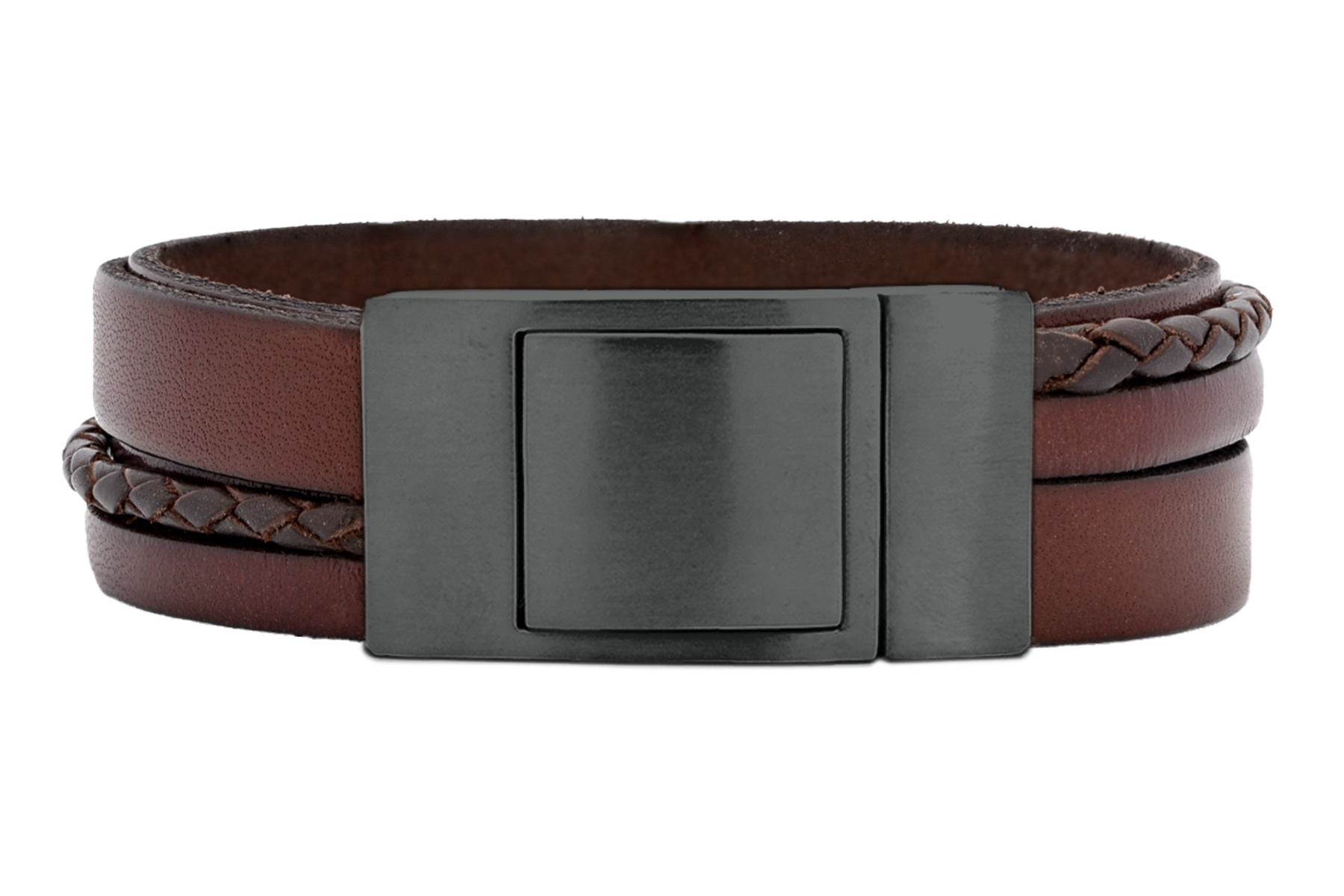 Lederarmband CROSS-BRAID • Rotbraun