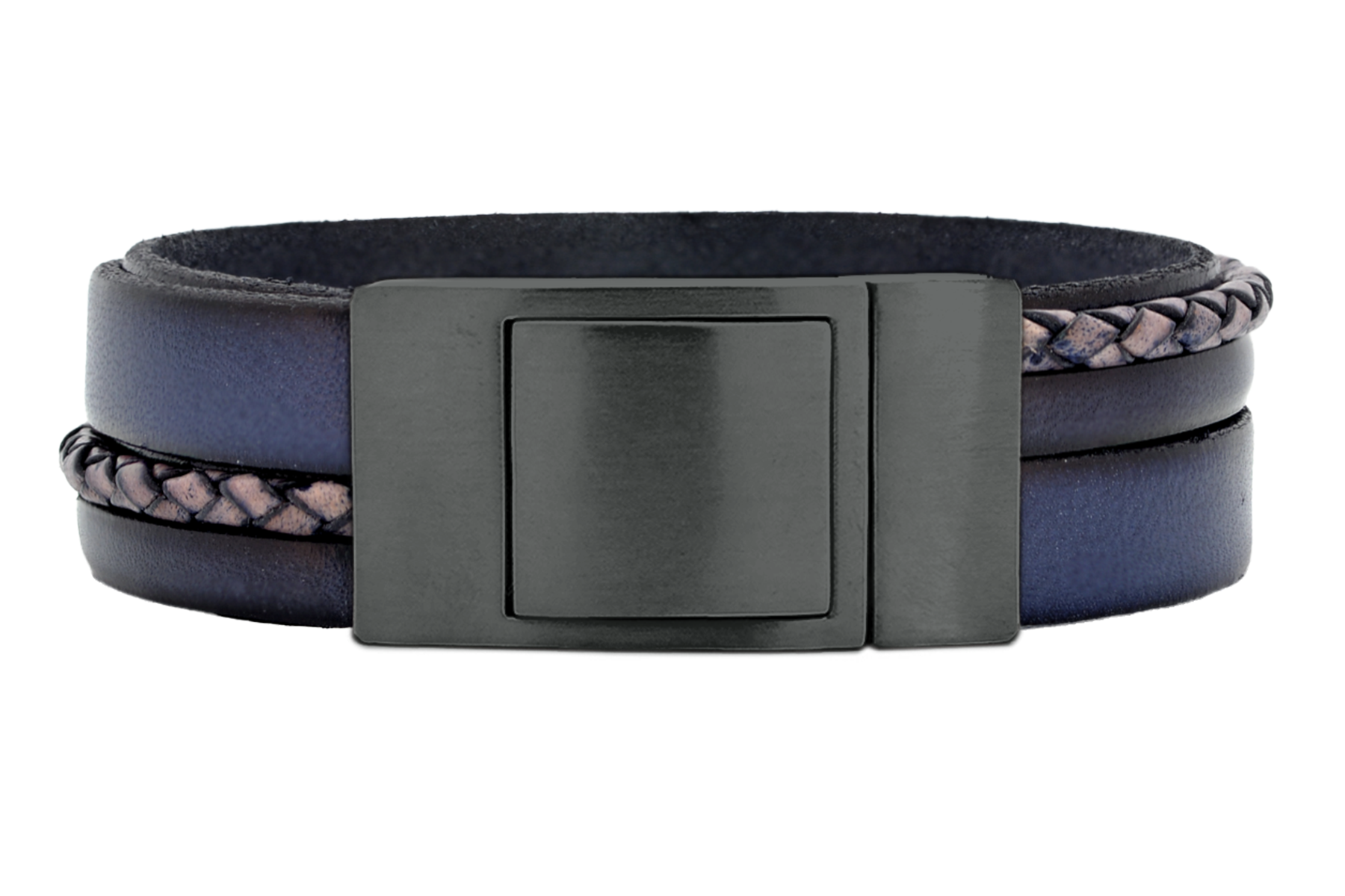 Lederarmband CROSS-BRAID • Dunkelblau