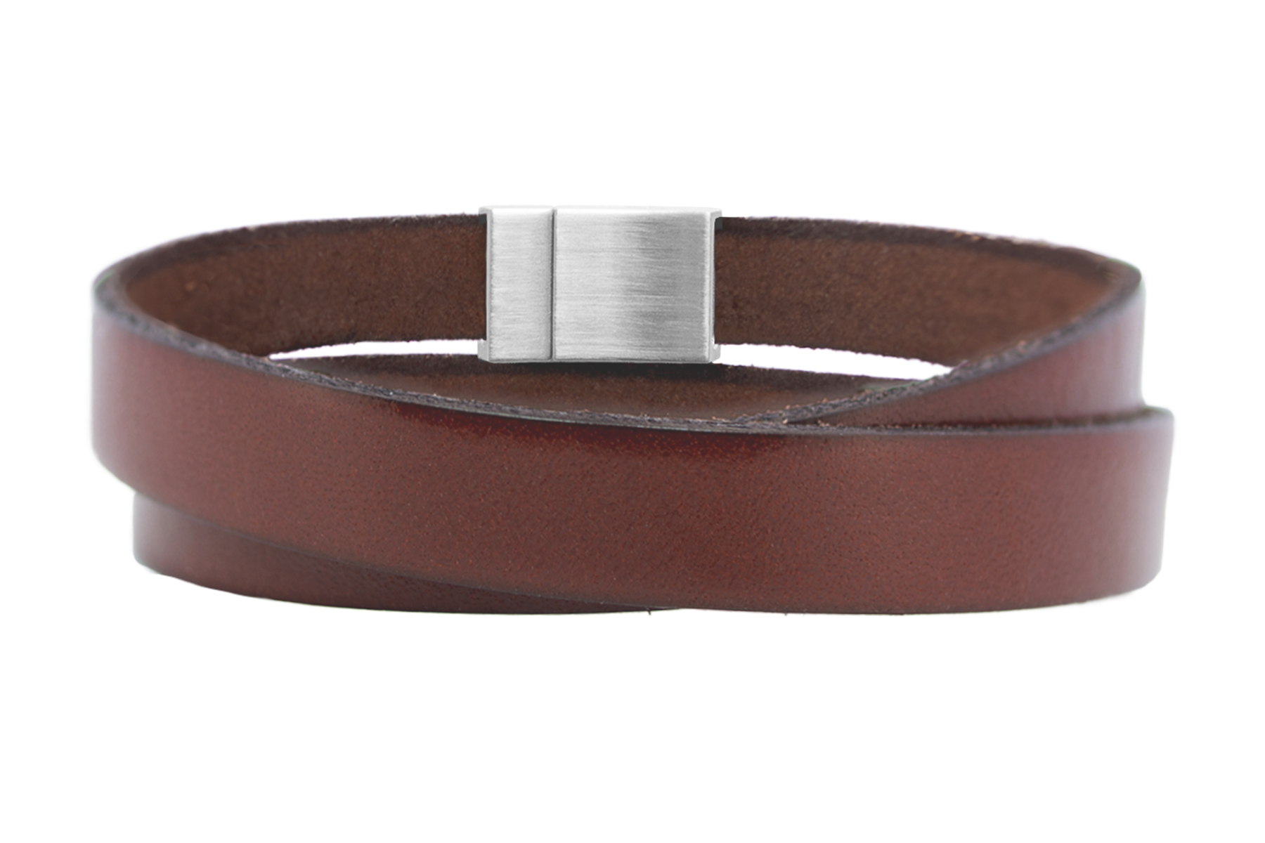 Wickelarmband Flat | Leder Rotbraun