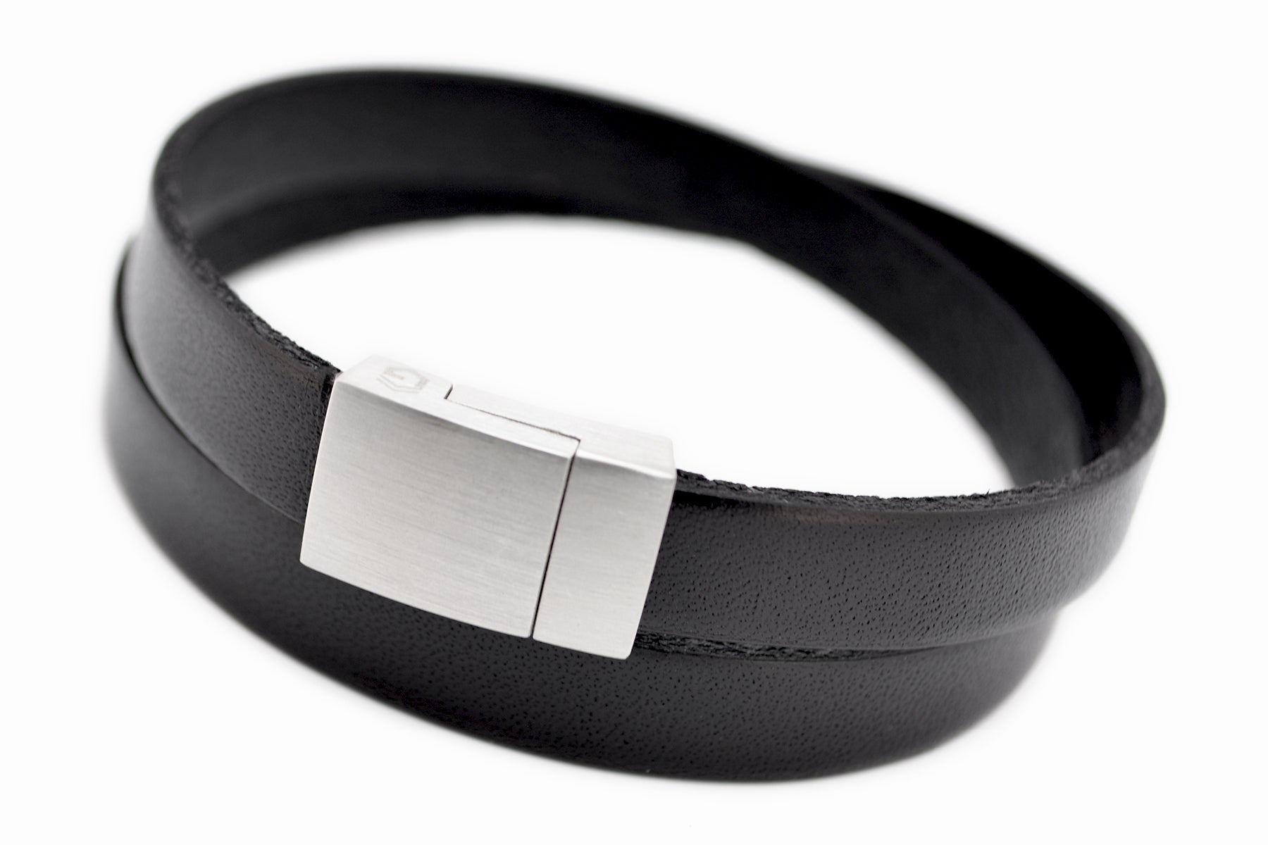 Wickelarmband Flat | Leder Schwarz