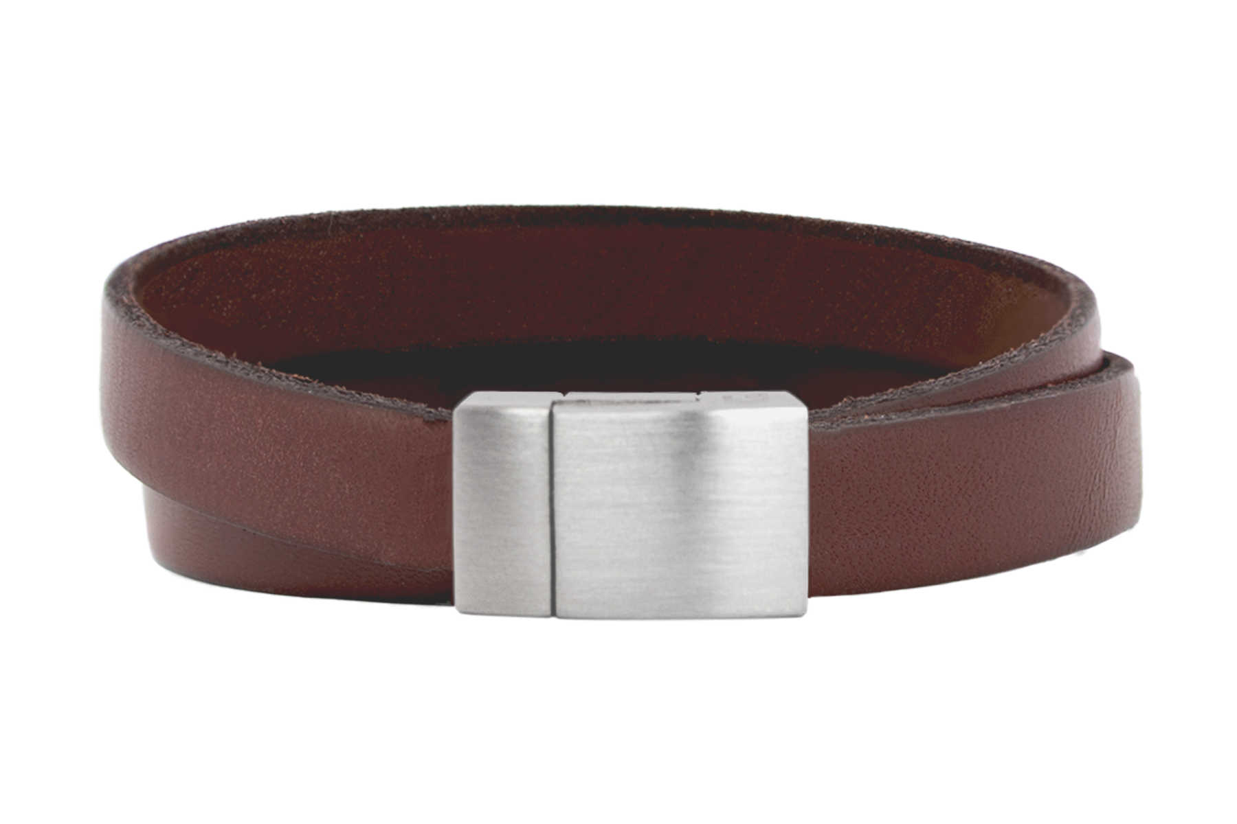 Wickelarmband Flat | Leder Rotbraun