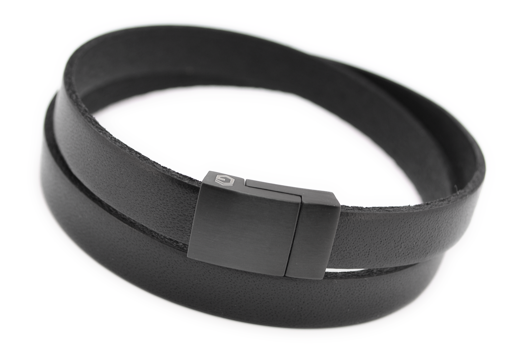 Wickelarmband Flat | Leder Schwarz