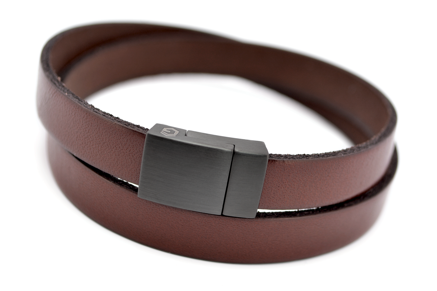 Wickelarmband Flat | Leder Rotbraun
