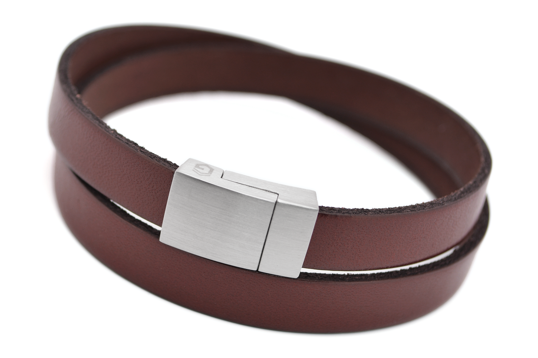 Wickelarmband Flat | Leder Rotbraun