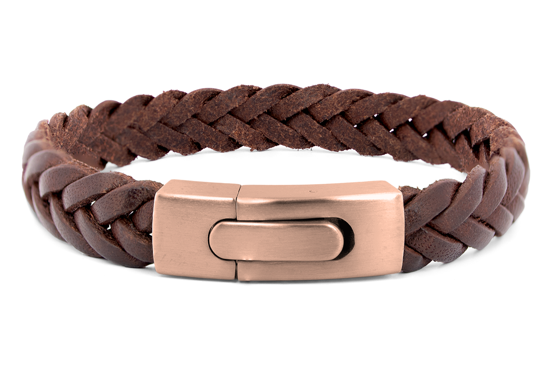 Lederarmband FLACH geflochten | Dunkelbraun
