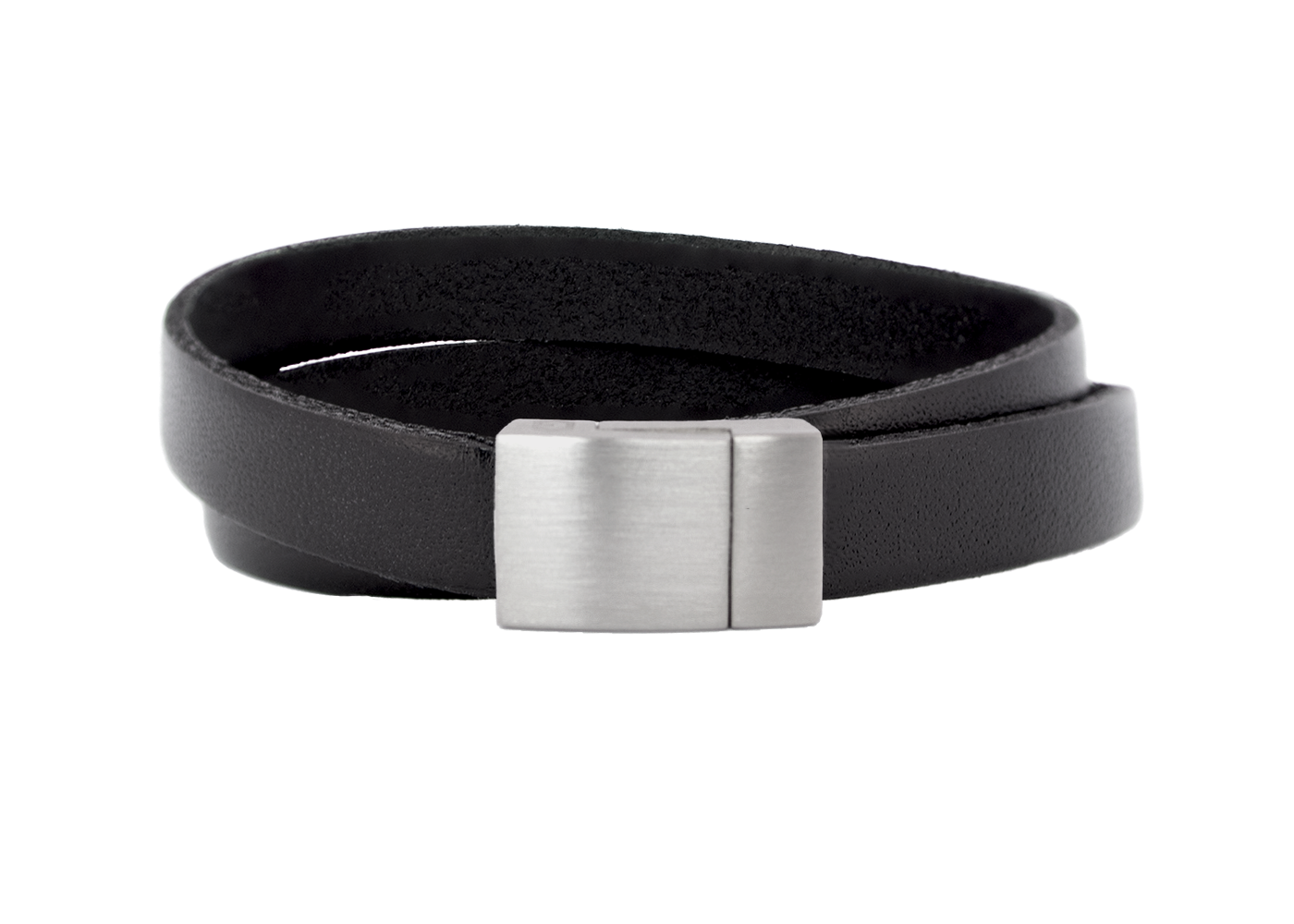 Wickelarmband Flat | Leder Schwarz