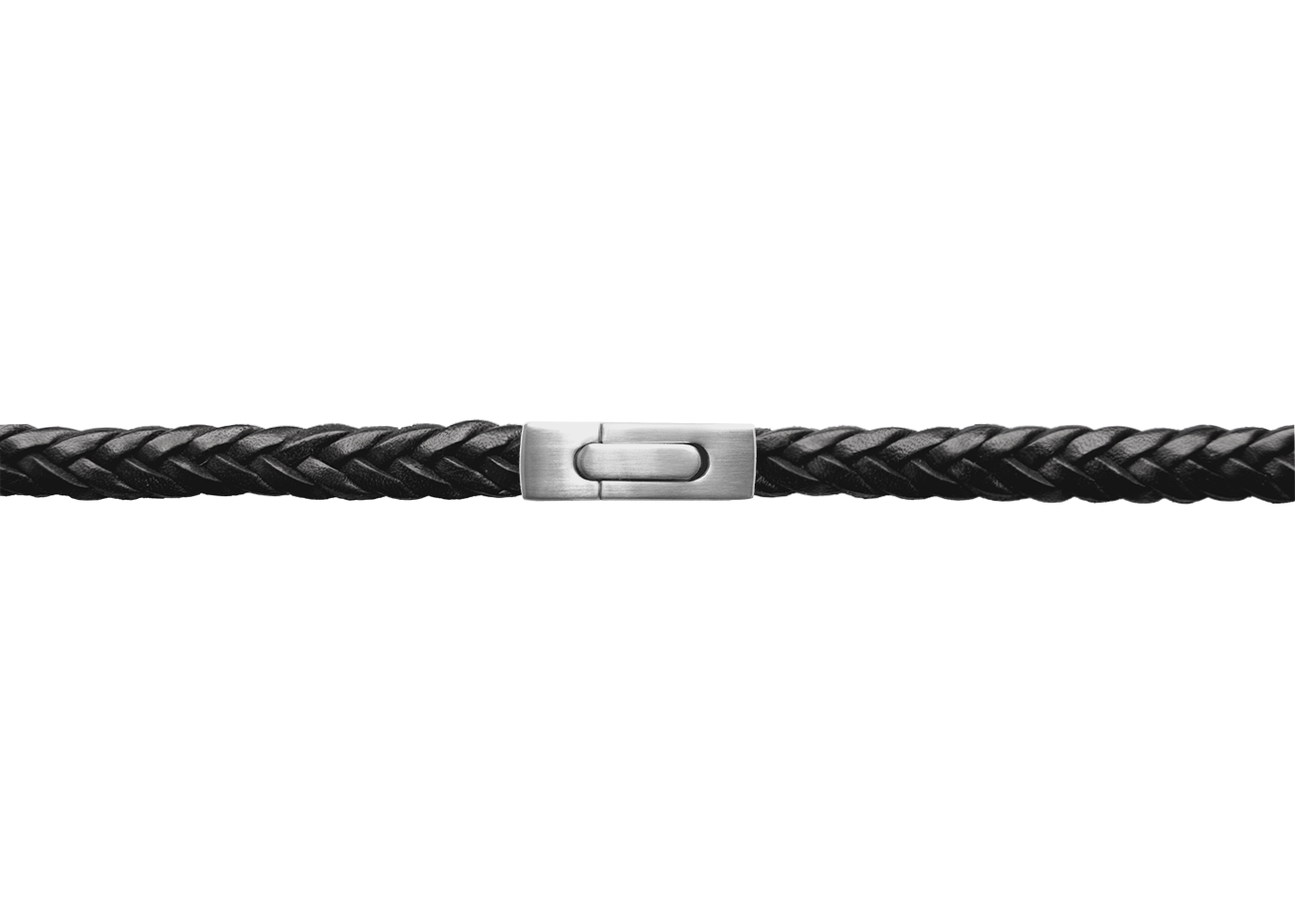 Lederarmband FLACH geflochten | Schwarz