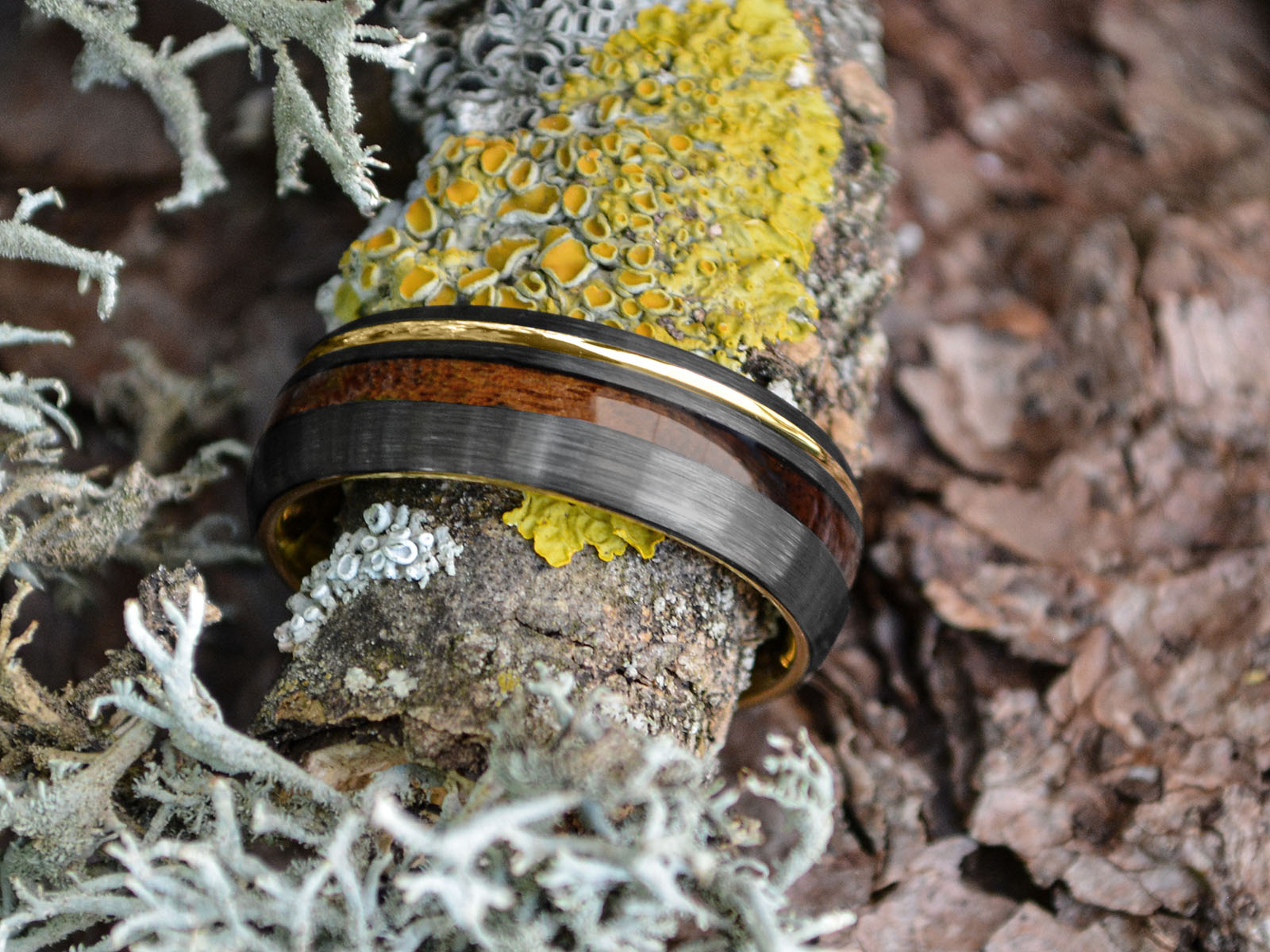 Ring Herren Holz Gold grau Geschenkidee Männer partnerring