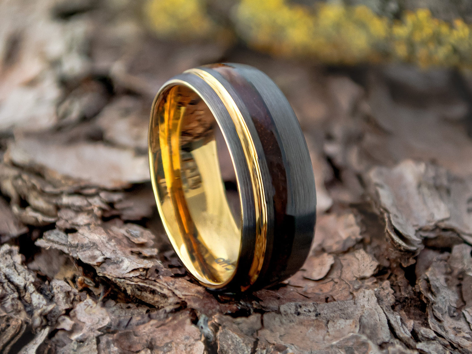 Ring Herren Holz Gold grau Geschenkidee Männer partnerring