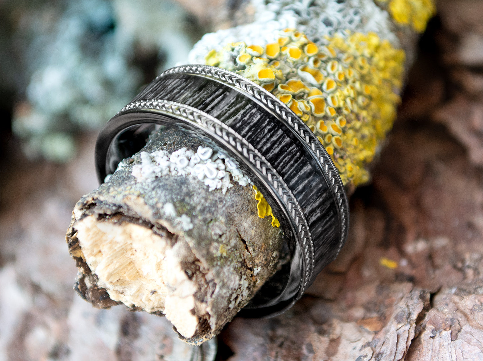 Ring Herren Edelstahl Holz silber Geschenkidee Männer Gravur