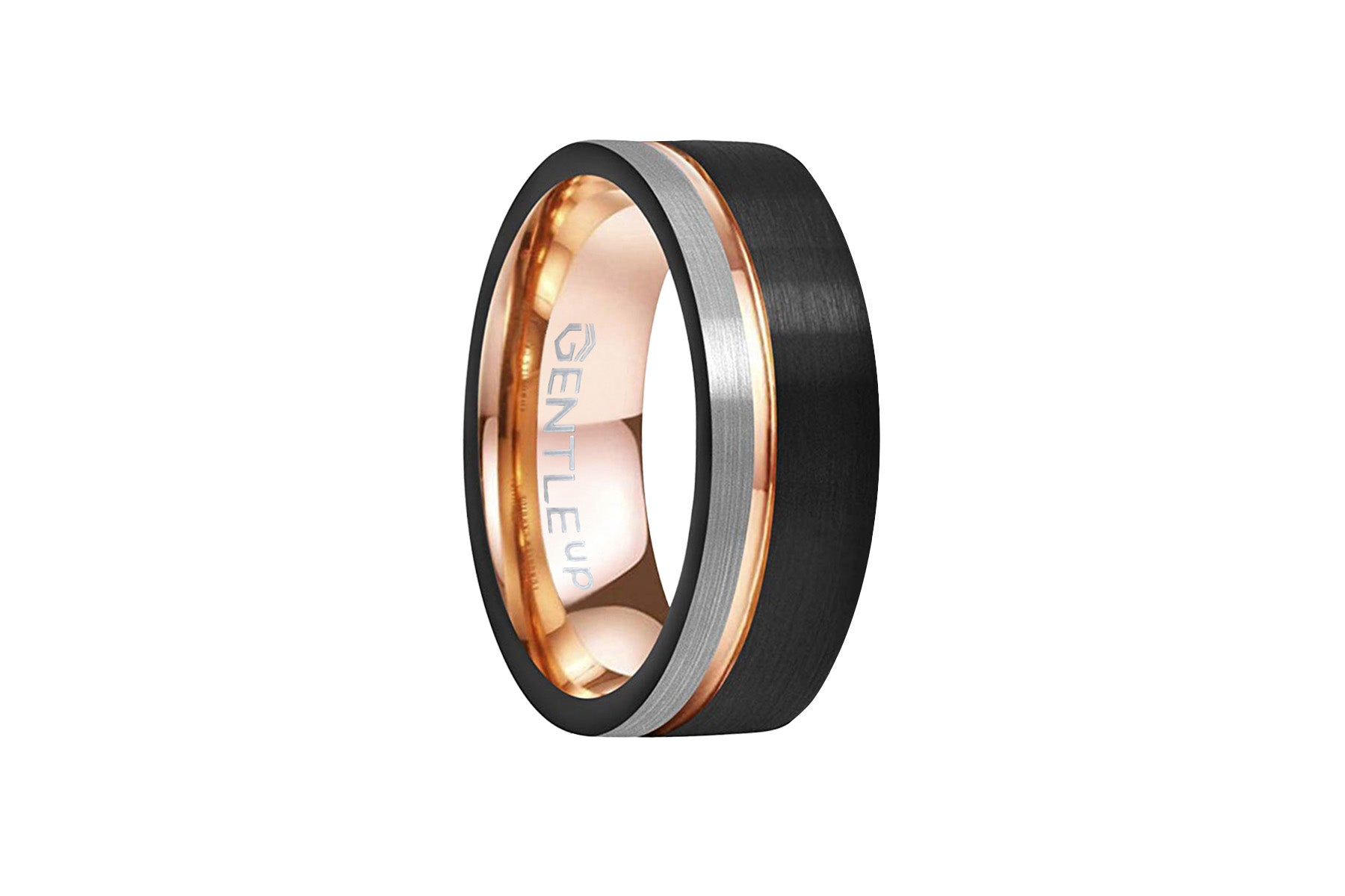Herrenring 3-farbig • RoséGold - Schwarz - Silber