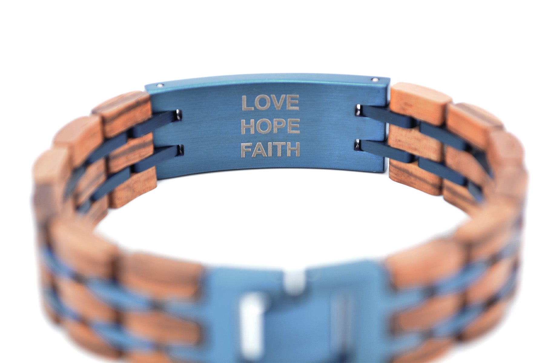 Holzarmband SPORTY breit II • Zebrano | Blau