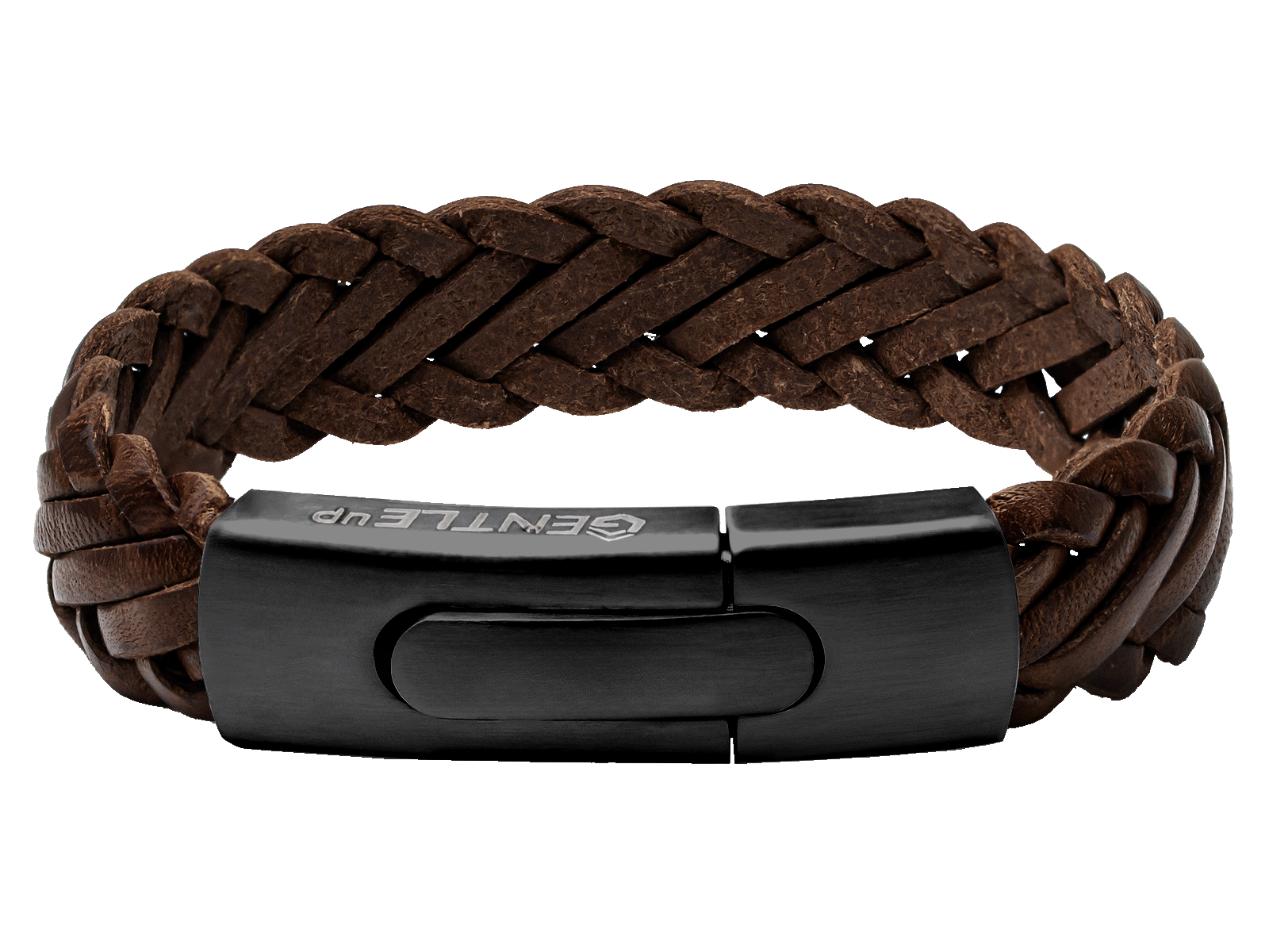 Herrenarmband Leder geflochten breit braun schwarz Gravurarmband