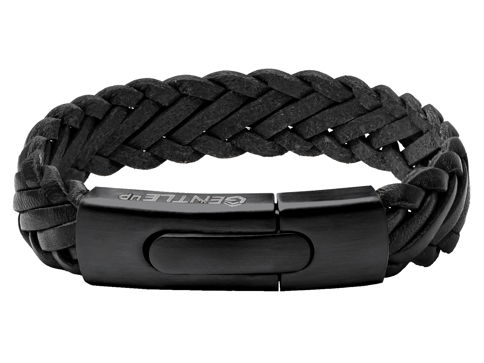 Herrenarmband Leder geflochten breit schwarz