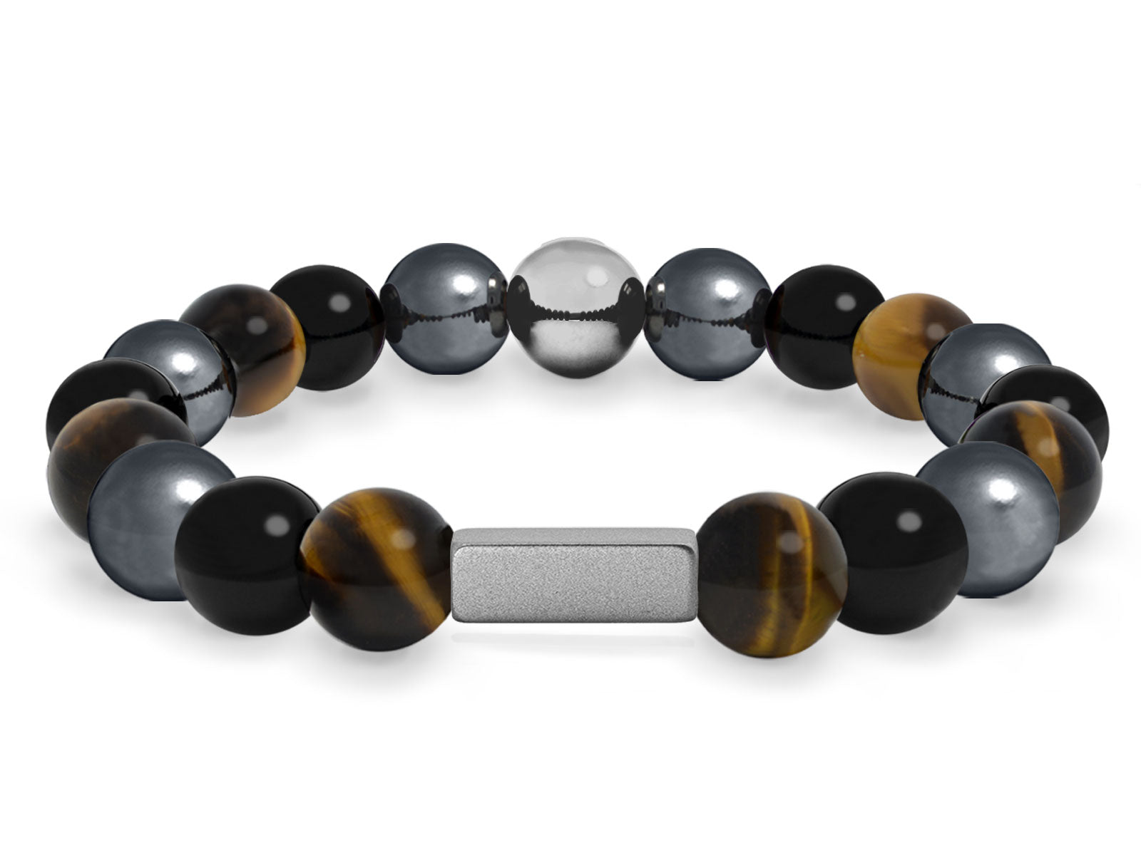 Kugelarmband Armband Perlen Hämatit Onyx Tigerauge Gravur Geschenk Herren Männer Silber grau braun herrenarmband