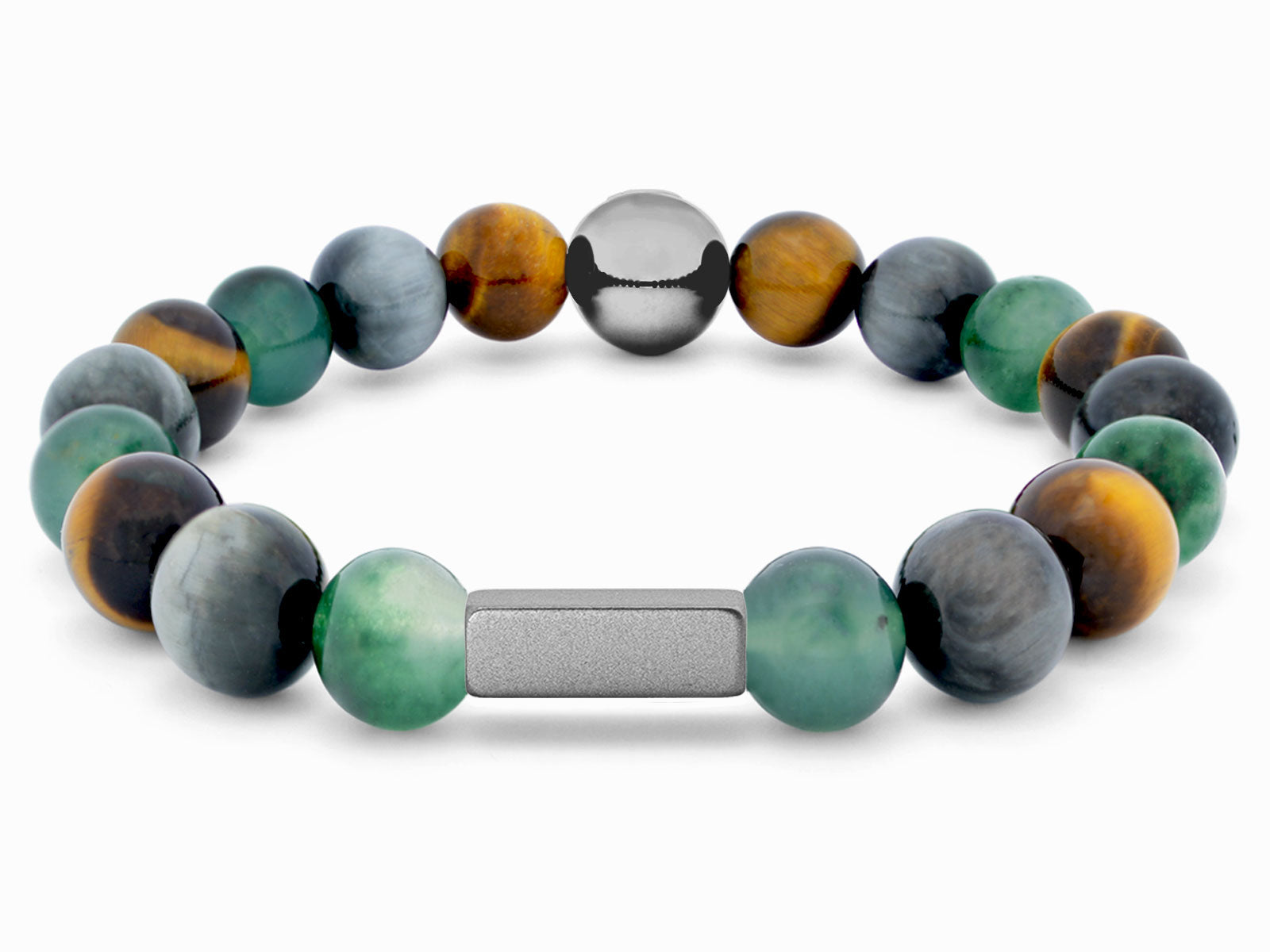 Kugelarmband Armband Perlen Jaspis Adlerauge Tigerauge Gravur Geschenk Herren Männer Silber grün braun herrenarmband Edelstein