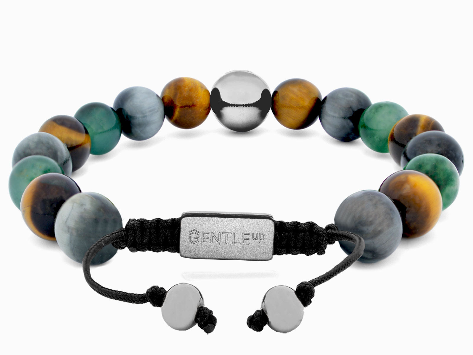 Kugelarmband Armband Perlen Jaspis Adlerauge Tigerauge Gravur Geschenk Herren Männer Silber grün braun herrenarmband Edelstein