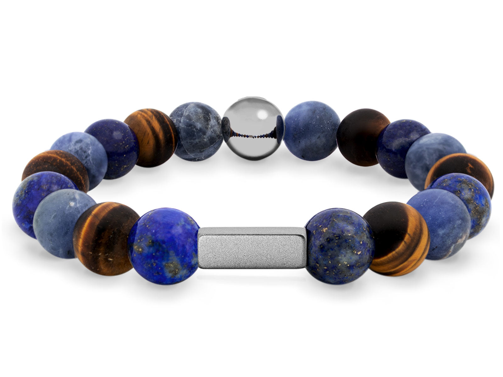 Kugelarmband Armband Perlen Lapis Lazuli Tigerauge Gravur Geschenk Herren Männer Silber herrenarmband