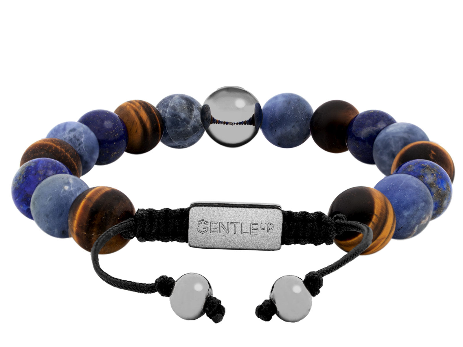 Kugelarmband Armband Perlen Lapis Lazuli Tigerauge Gravur Geschenk Herren Männer Silber herrenarmband