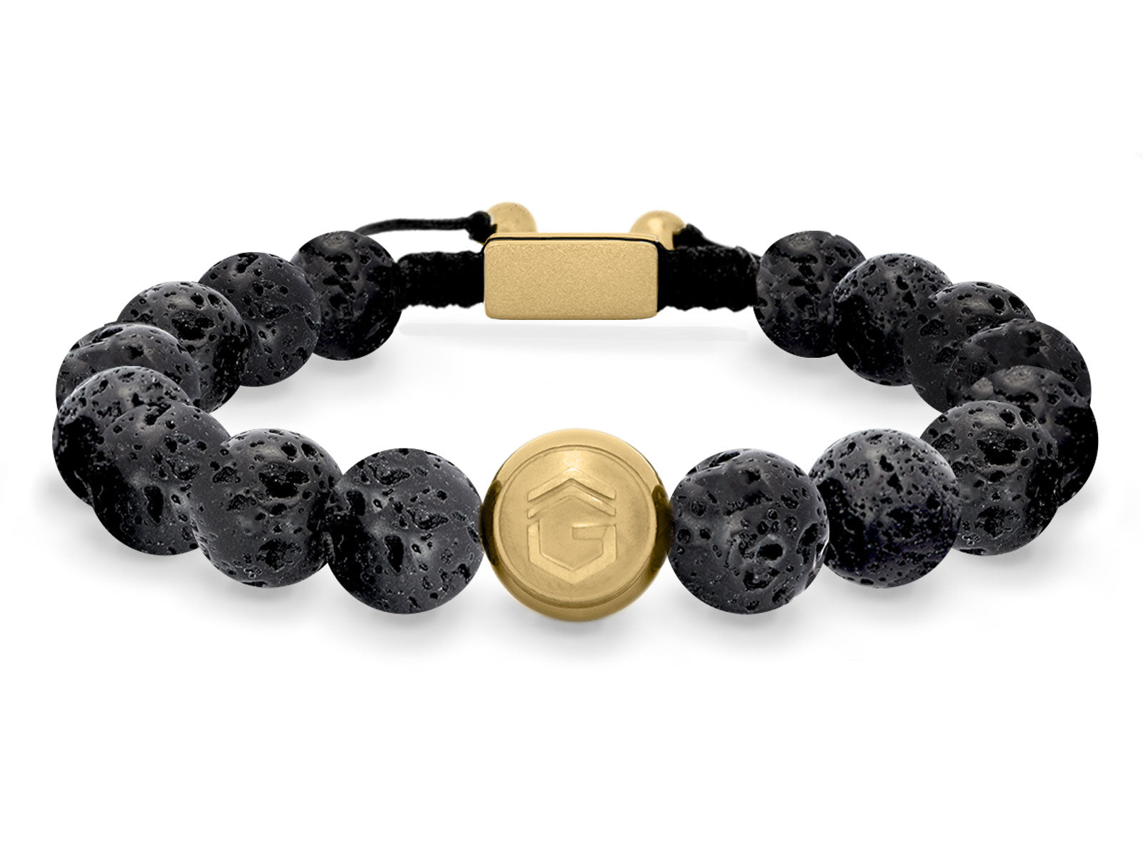 Lavaarmband Armband Perlen Lava schwarz Gravur Geschenk Herren Männer Gold