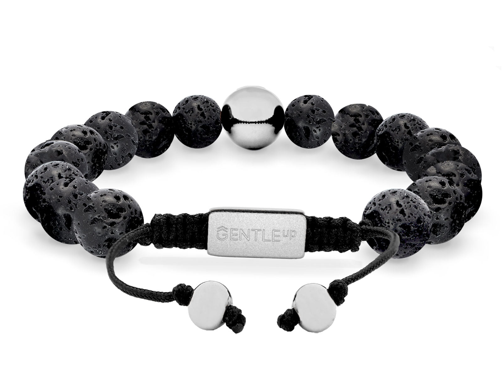 Lavaarmband Armband Perlen Lava schwarz Gravur Geschenk Herren Männer Silber