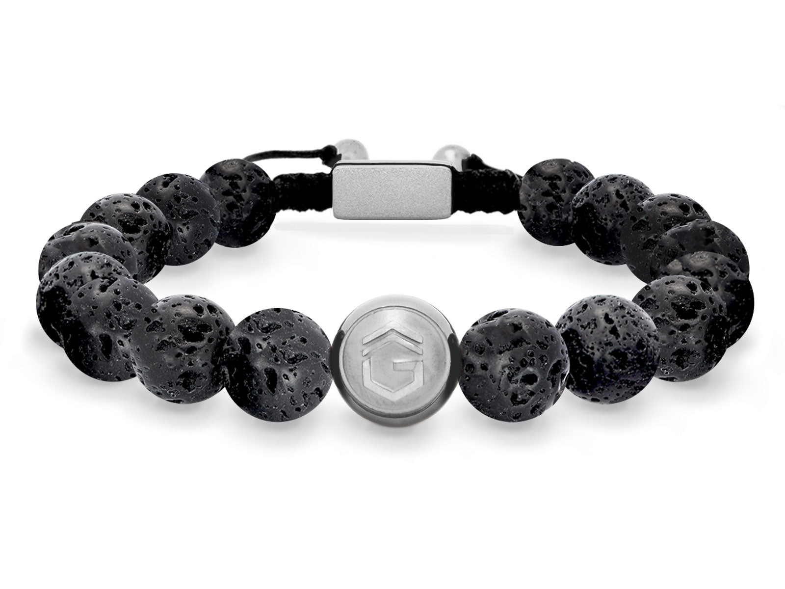 Lavaarmband Armband Perlen Lava schwarz Gravur Geschenk Herren Männer Silber