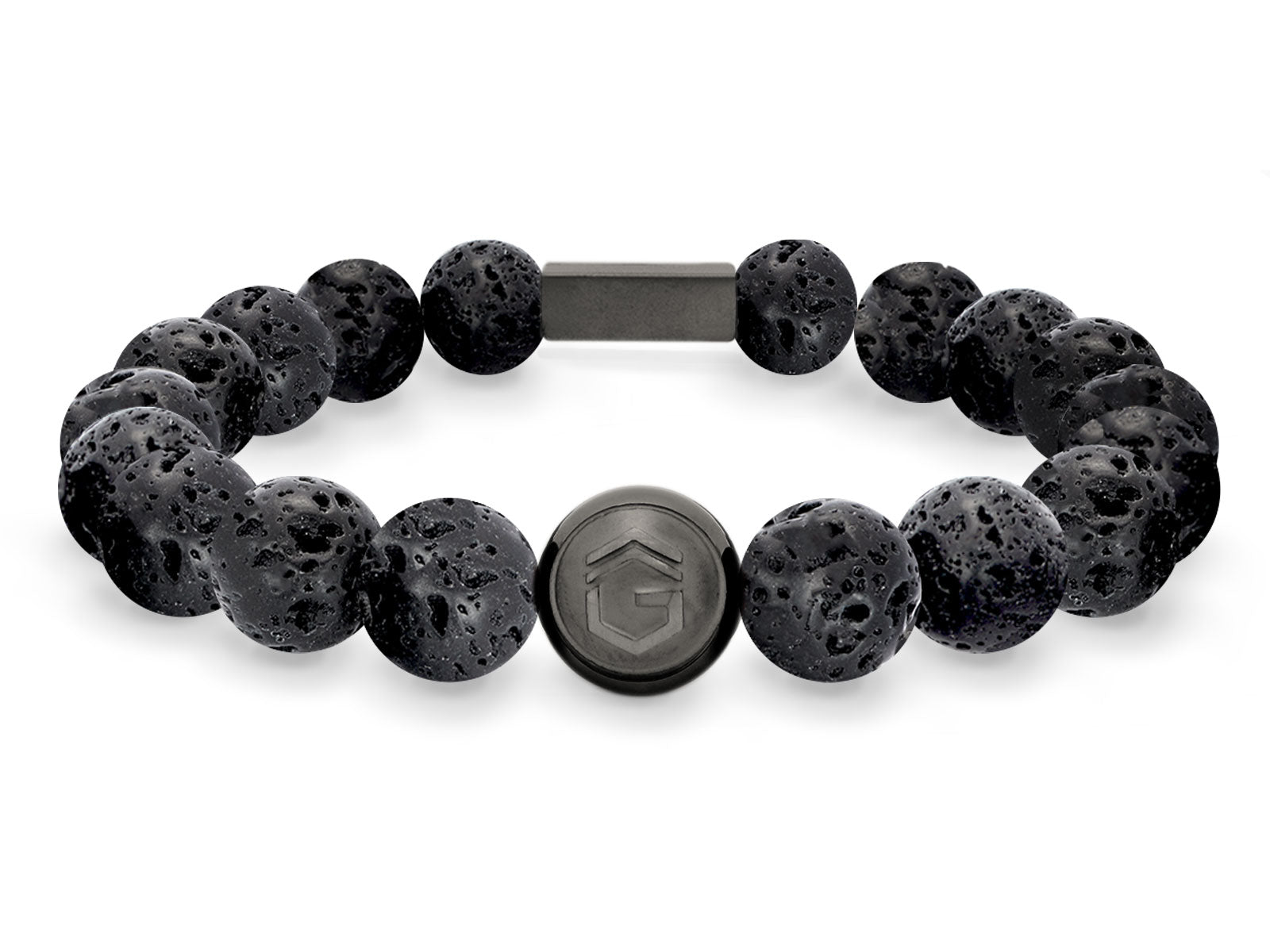 Lavaarmband Armband Perlen Lava schwarz Gravur Geschenk Herren Männer