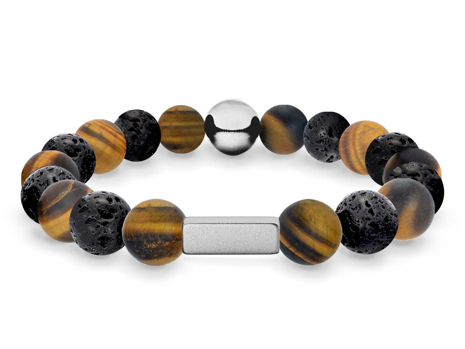 Lavaarmband Armband Perlen Lava Tigerauge Gravur Geschenk Herren Männer Silber herrenarmband