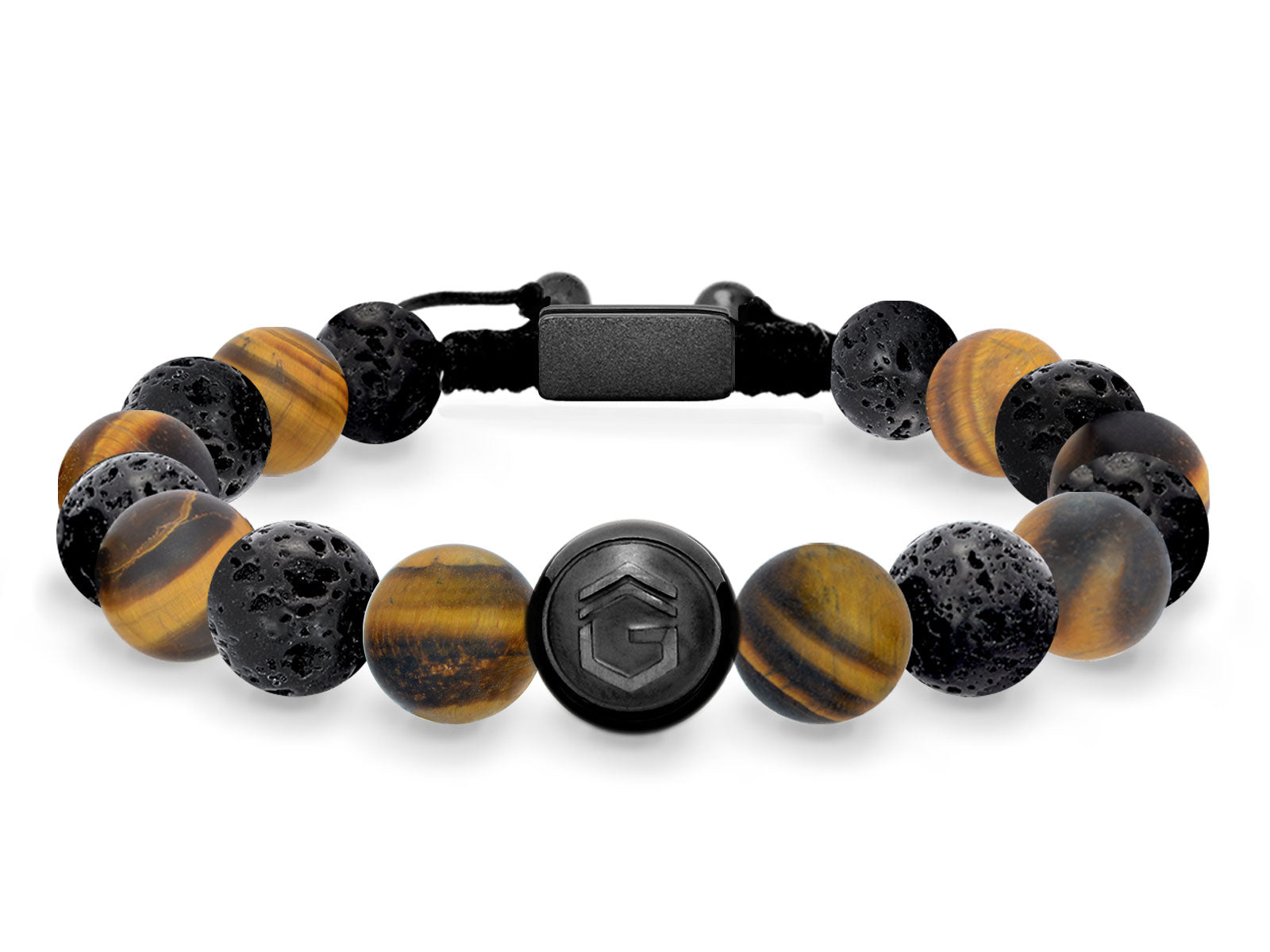 Lavaarmband Armband Perlen Lava Tigerauge Gravur Geschenk Herren Männer schwarz herrenarmband