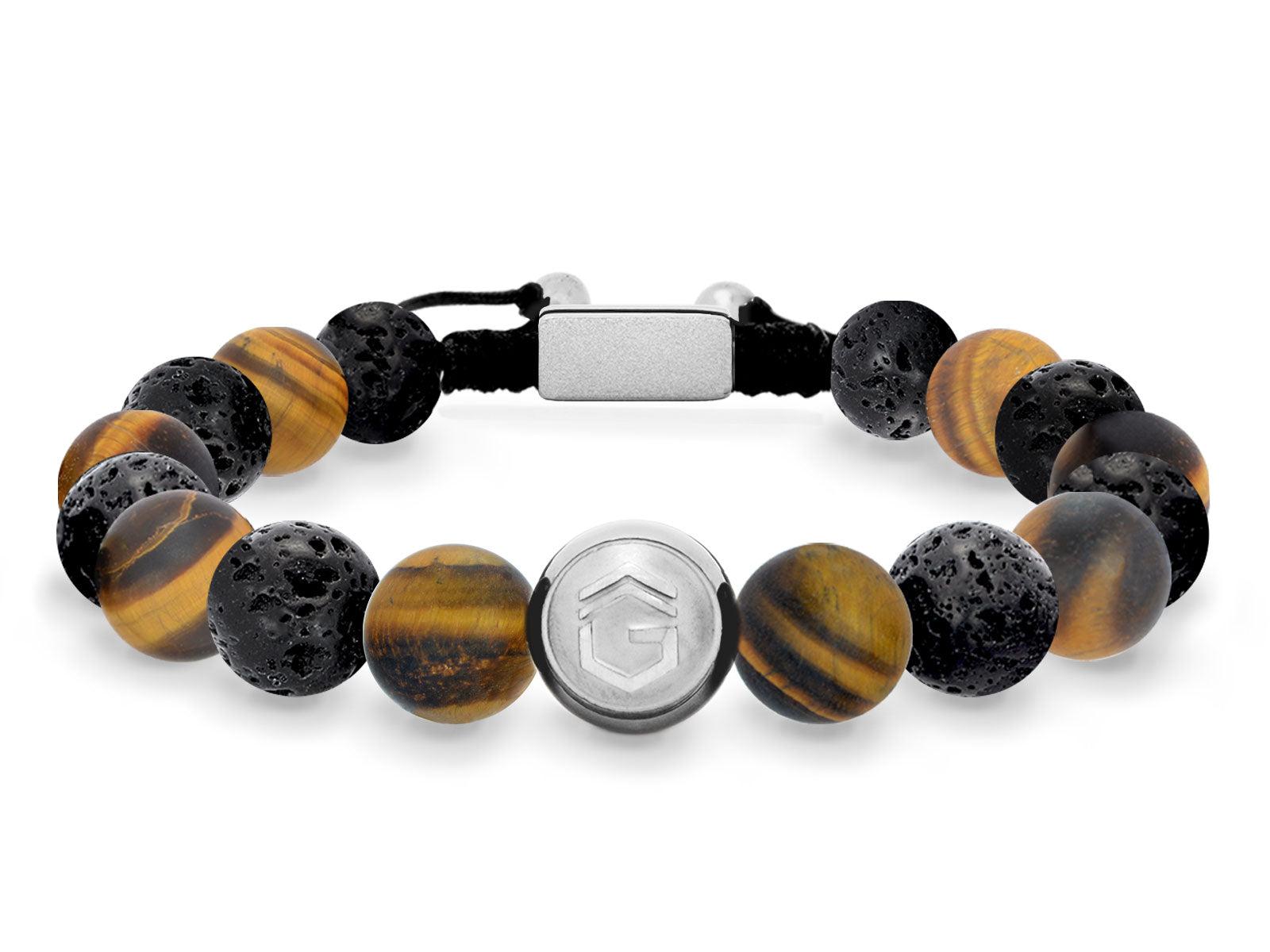 Lavaarmband Armband Perlen Lava Tigerauge Gravur Geschenk Herren Männer Silber herrenarmband