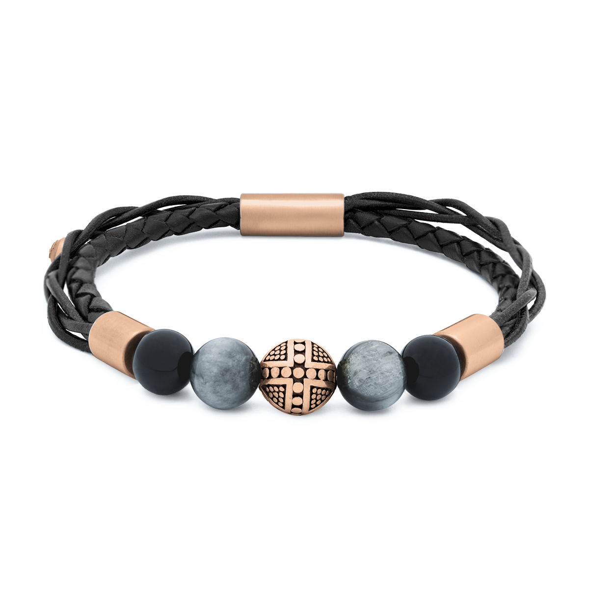 Herrenarmband TERRA II • Leder Schwarz | Onyx