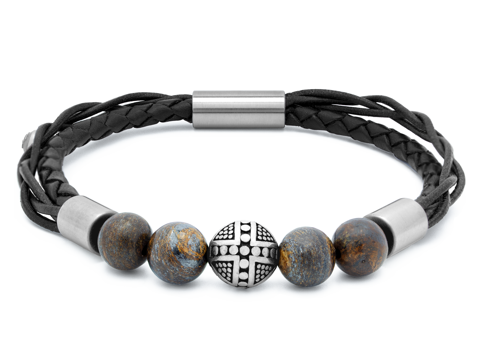 Herrenarmband TERRA • Leder Schwarz | Bronzit