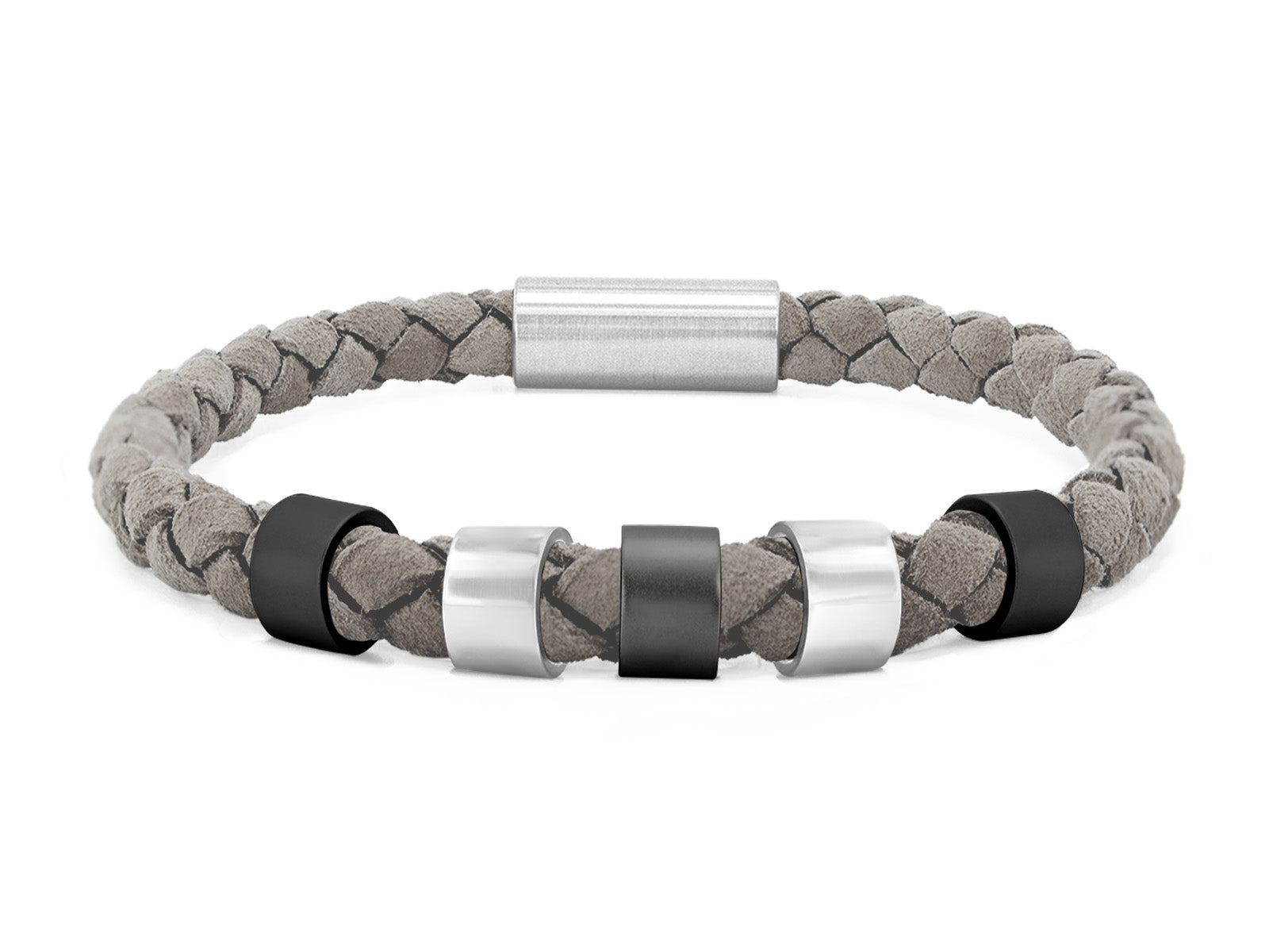 Herrenarmband VELOURS geflochten • Grau