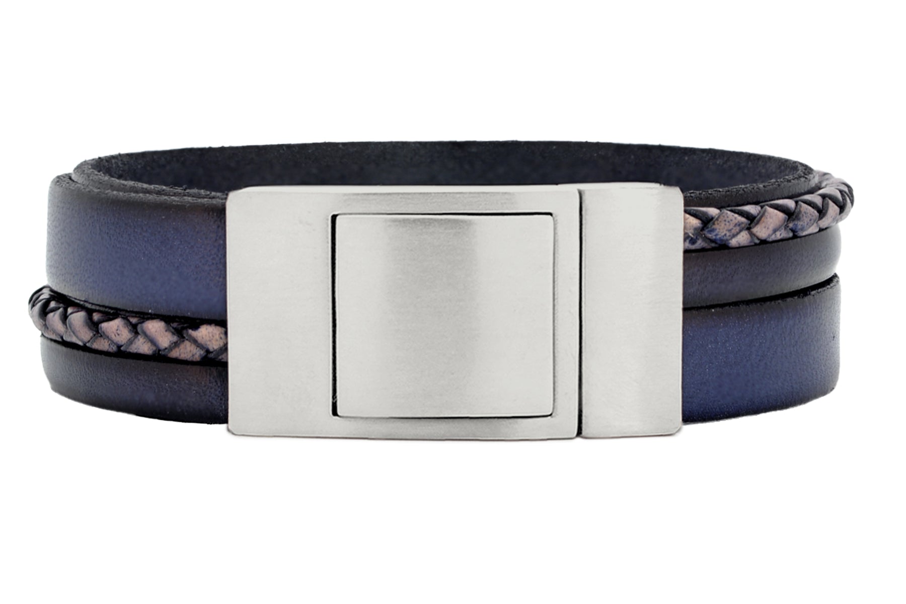 Lederarmband CROSS-BRAID • Dunkelblau