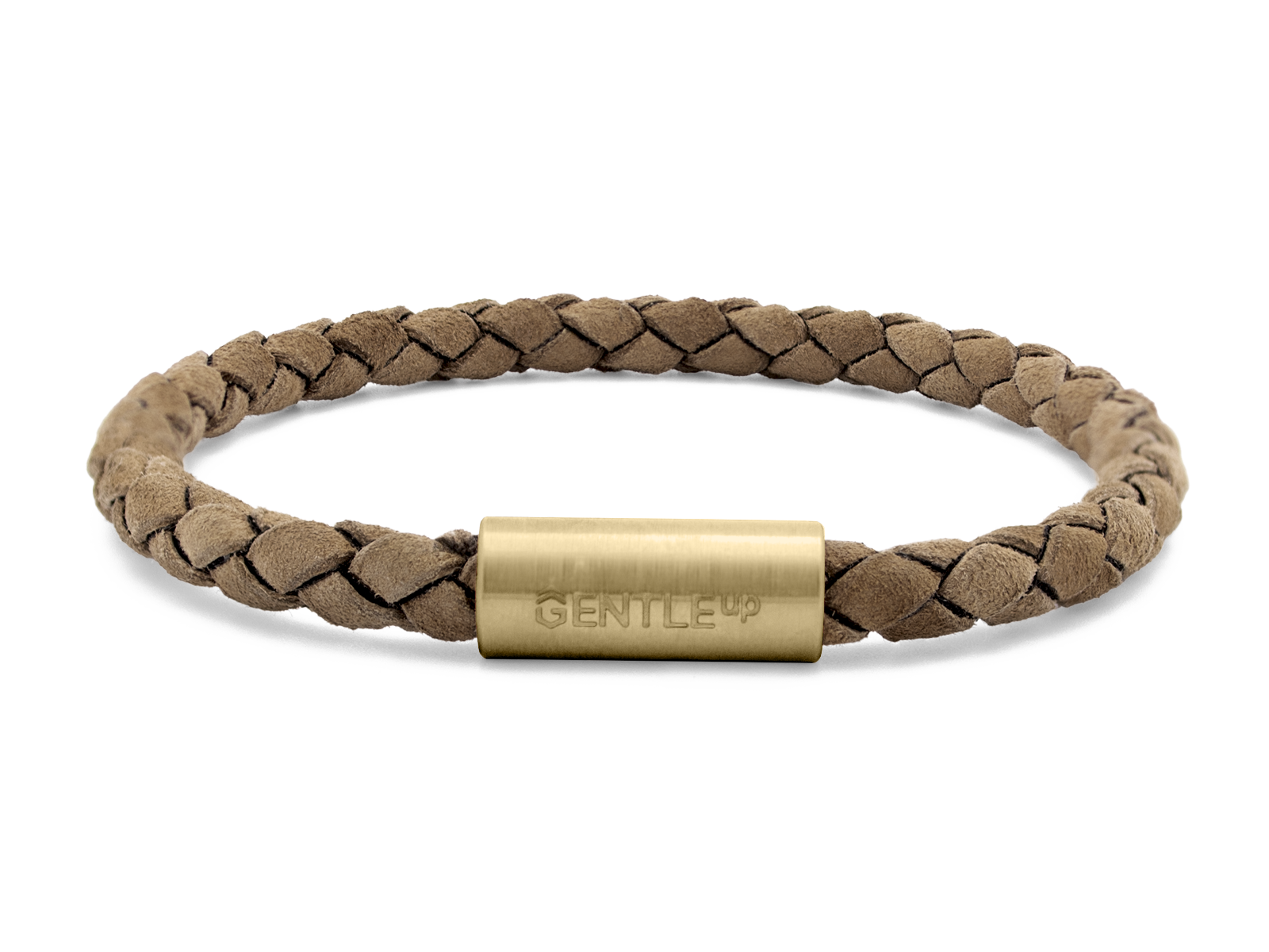 Herrenarmband VELOURS II geflochten • Beige | GelbGold