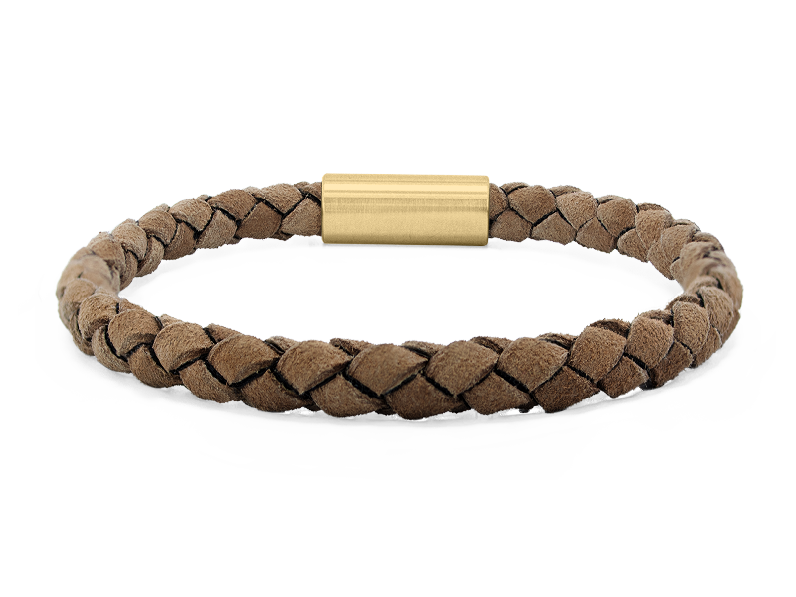 Herrenarmband VELOURS II geflochten • Beige | GelbGold